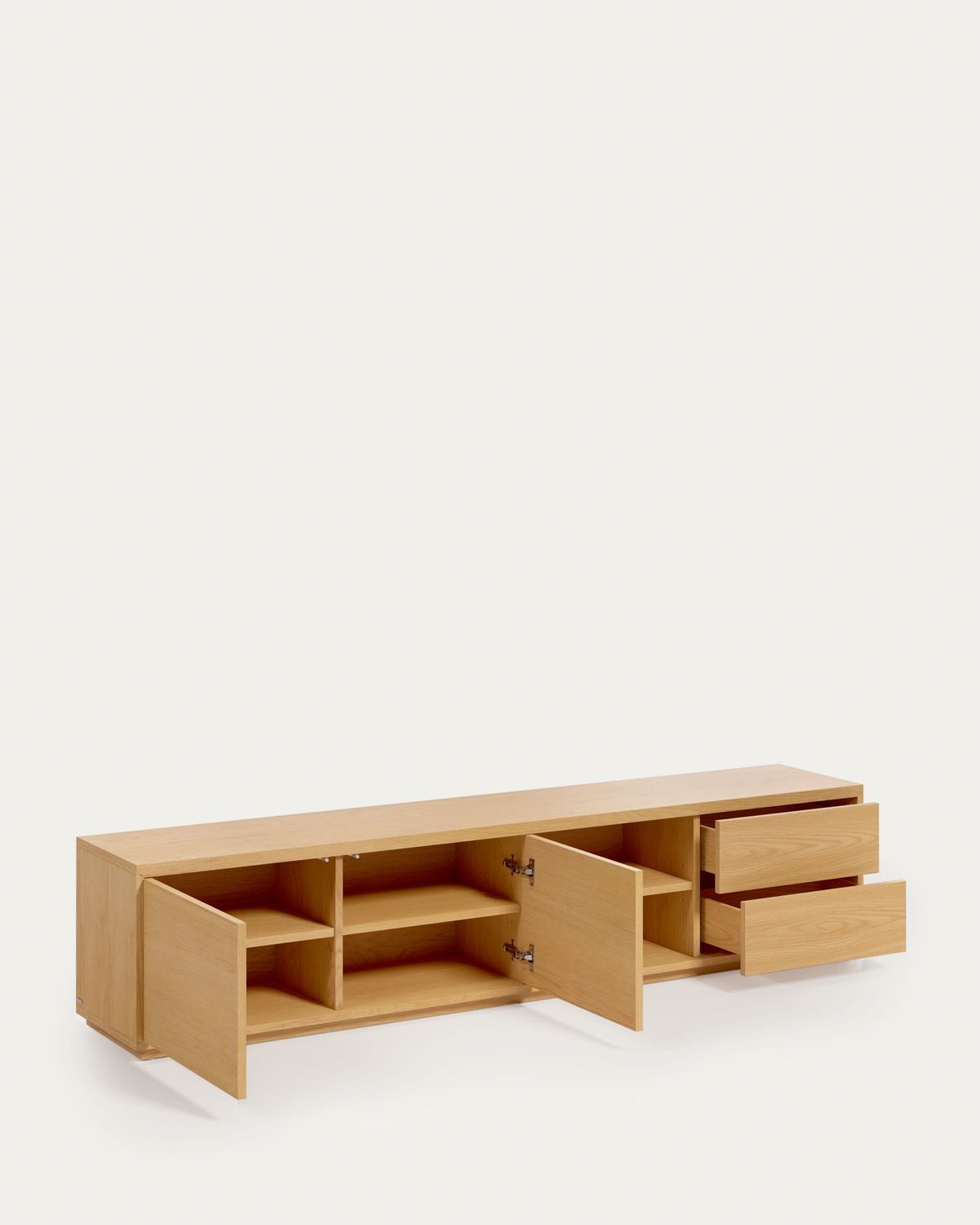 Mueble TV Abilen 2 puertas y 2 cajones de chapa de roble 200 x 44 cm FSC 100%