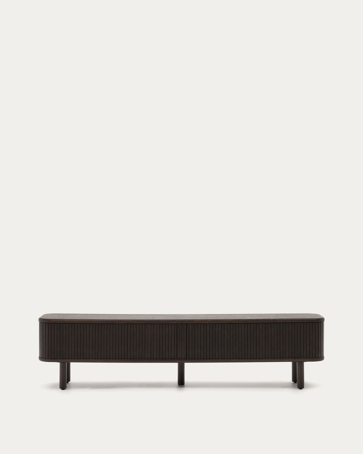 Mueble TV Mailen 2 puertas en chapa de fresno con acabado oscuro 200 x 50 cm