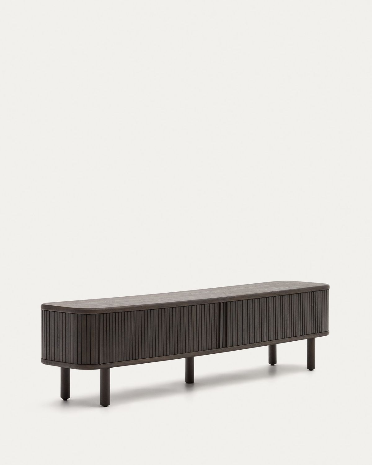 Mueble TV Mailen 2 puertas en chapa de fresno con acabado oscuro 200 x 50 cm