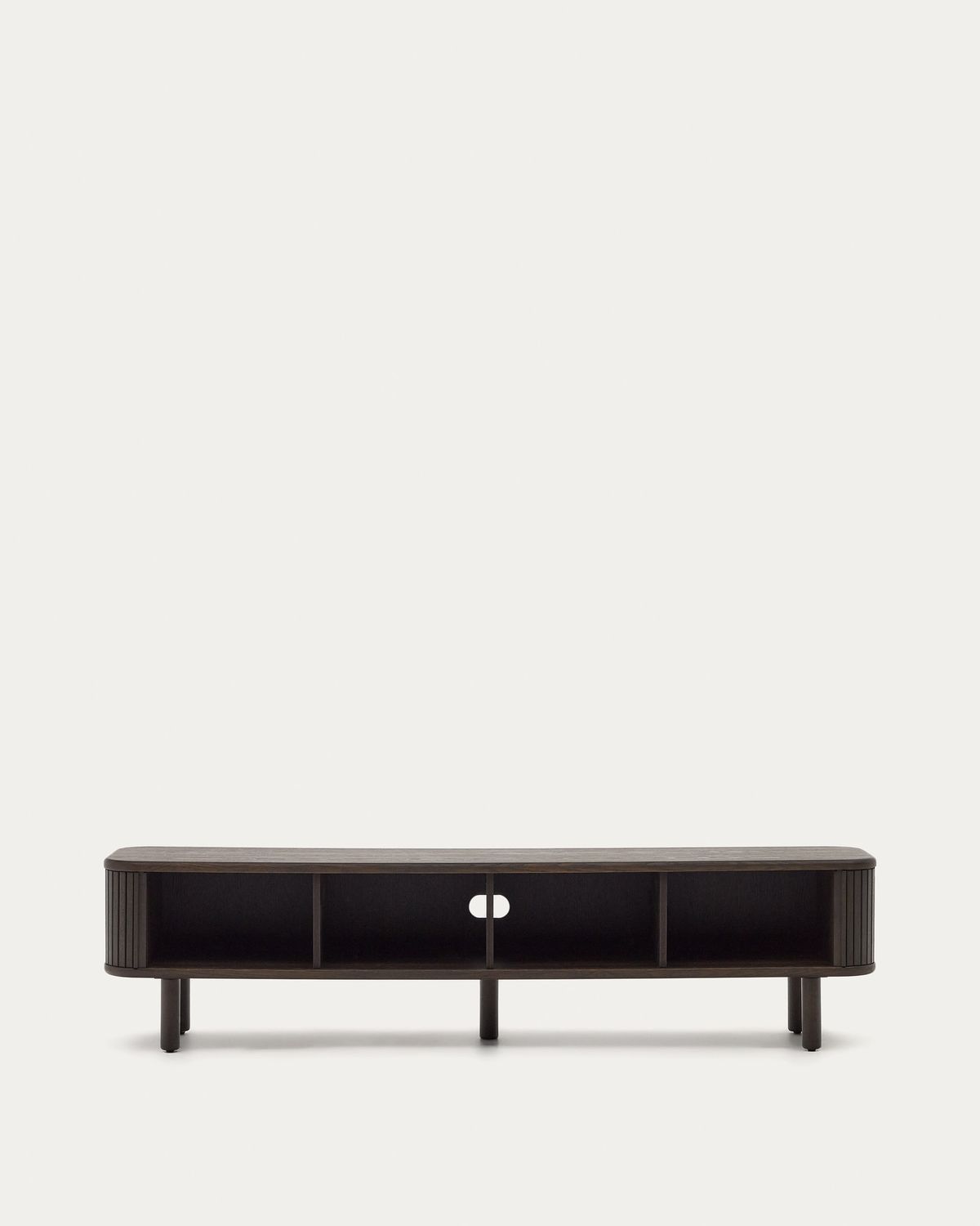 Mueble TV Mailen 2 puertas en chapa de fresno con acabado oscuro 200 x 50 cm