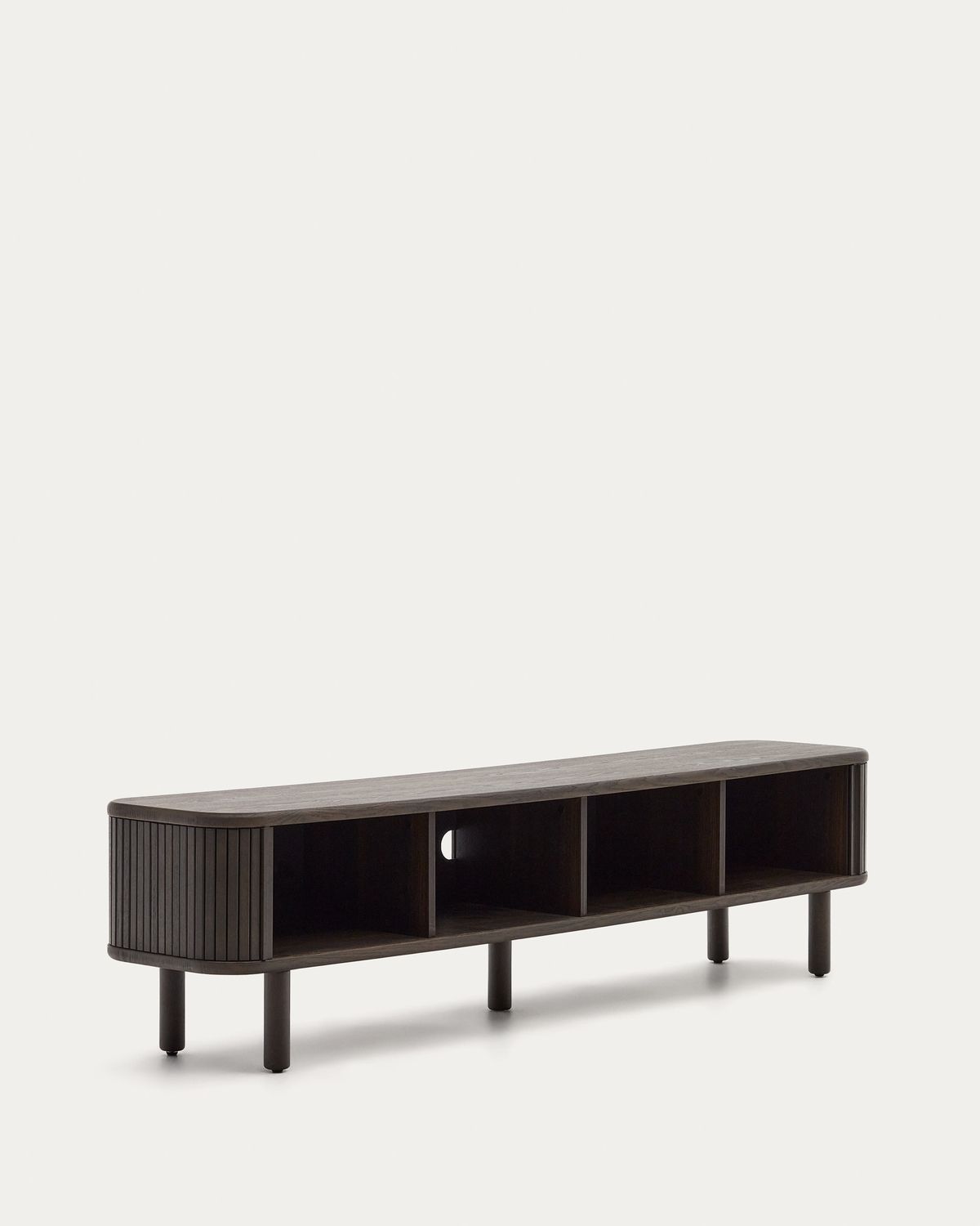 Mueble TV Mailen 2 puertas en chapa de fresno con acabado oscuro 200 x 50 cm