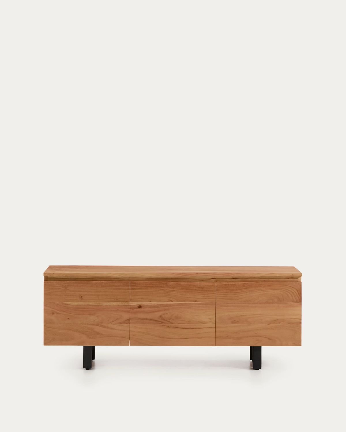 Mueble TV Uxue 3 puertas de madera maciza de acacia con acabado blanqueado 150 x 58 cm