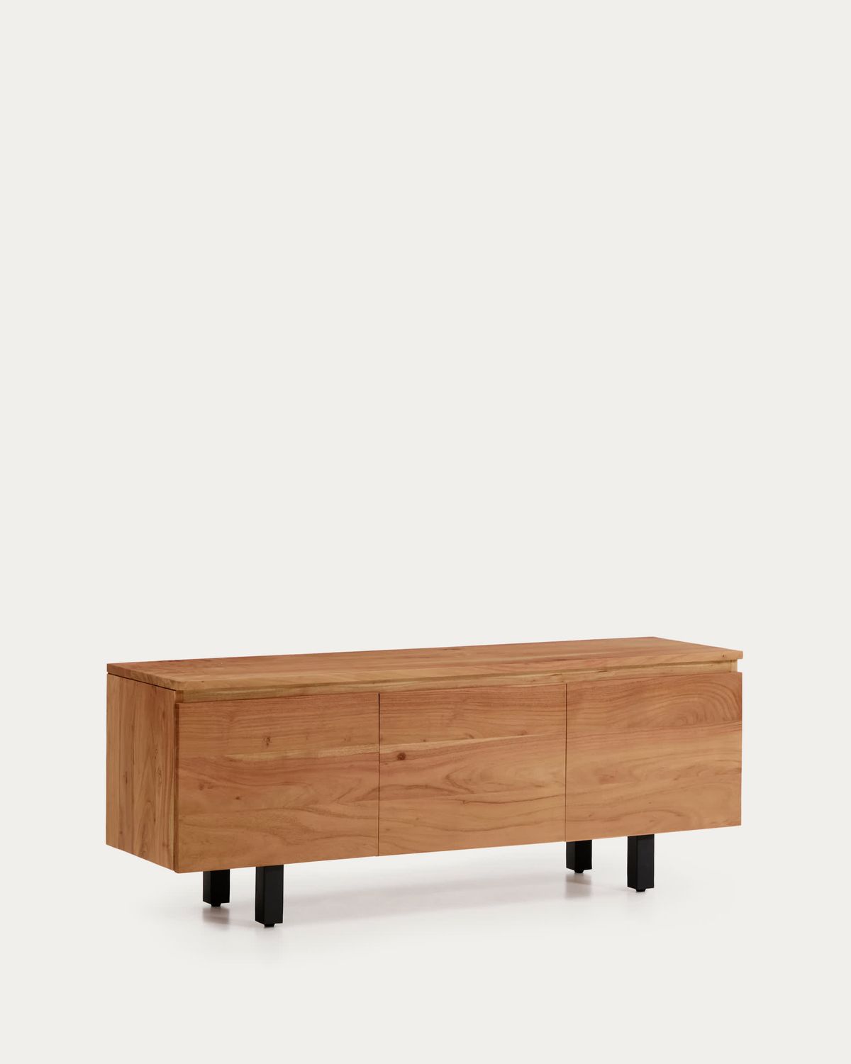 Mueble TV Uxue 3 puertas de madera maciza de acacia con acabado blanqueado 150 x 58 cm