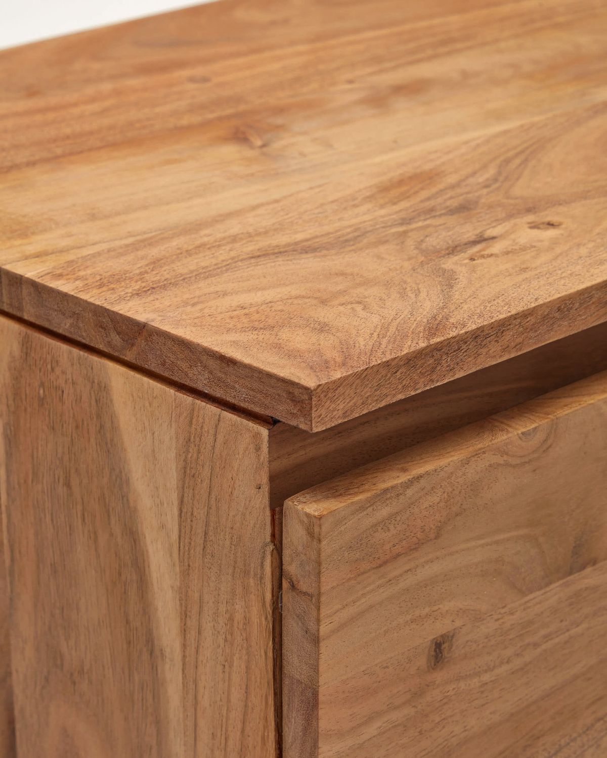 Mueble TV Uxue 4 puertas de madera maciza de acacia con acabado blanqueado 200 x 58 cm