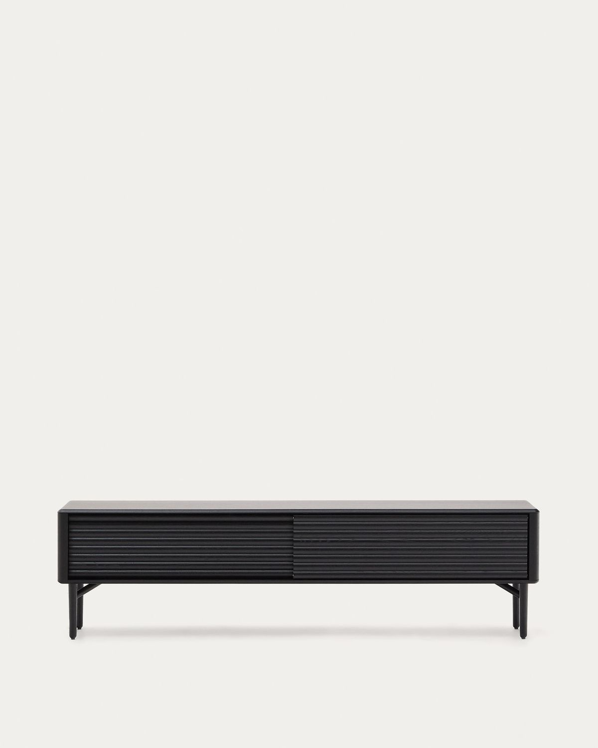 Mueble TV Lenon 2 puertas de madera maciza y chapa de roble negro 200x57 cm FSC Mix Credit