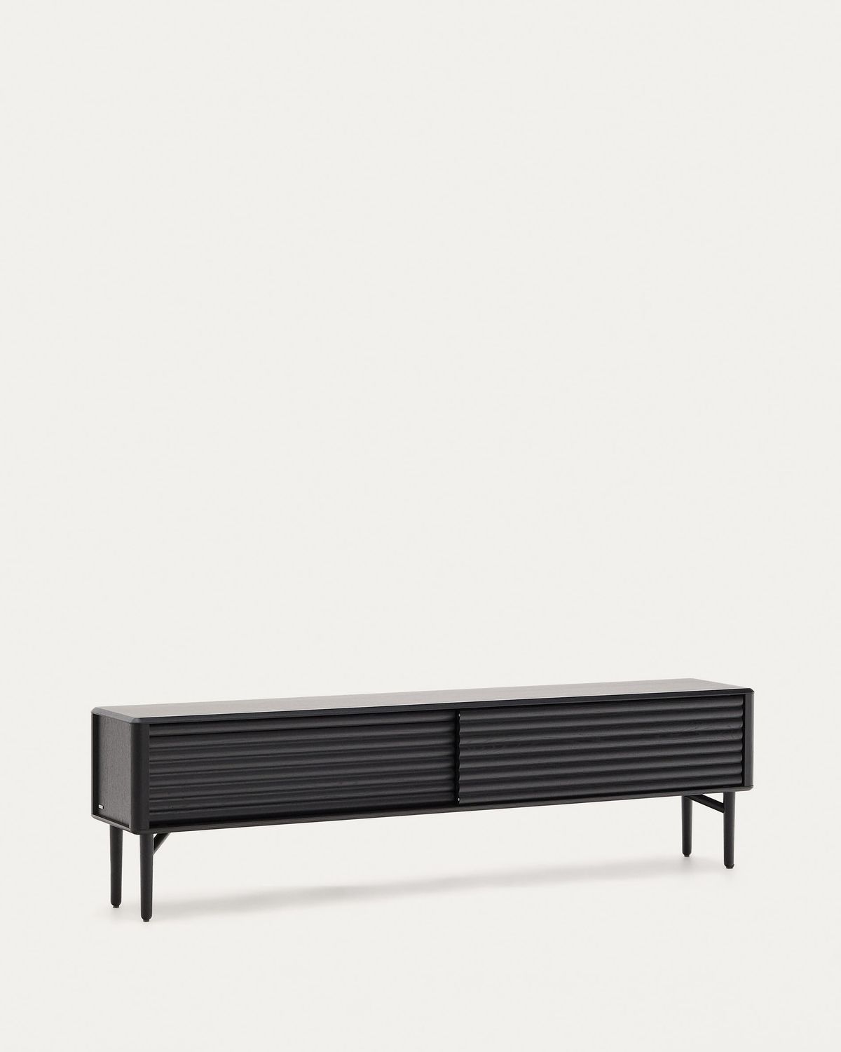Mueble TV Lenon 2 puertas de madera maciza y chapa de roble negro 200x57 cm FSC Mix Credit