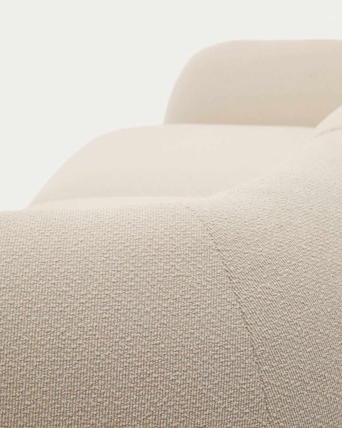 Sofá modular Martina 2 plazas de chenilla con chaise longue derecho color crudo 230 cm
