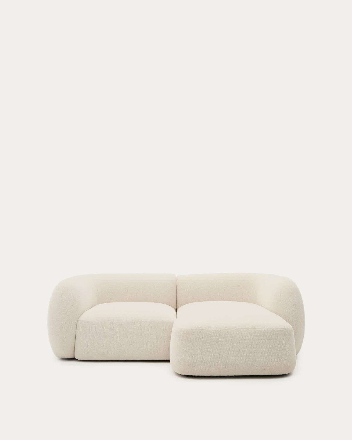 Sofá modular Martina 2 plazas de chenilla con chaise longue derecho color crudo 230 cm