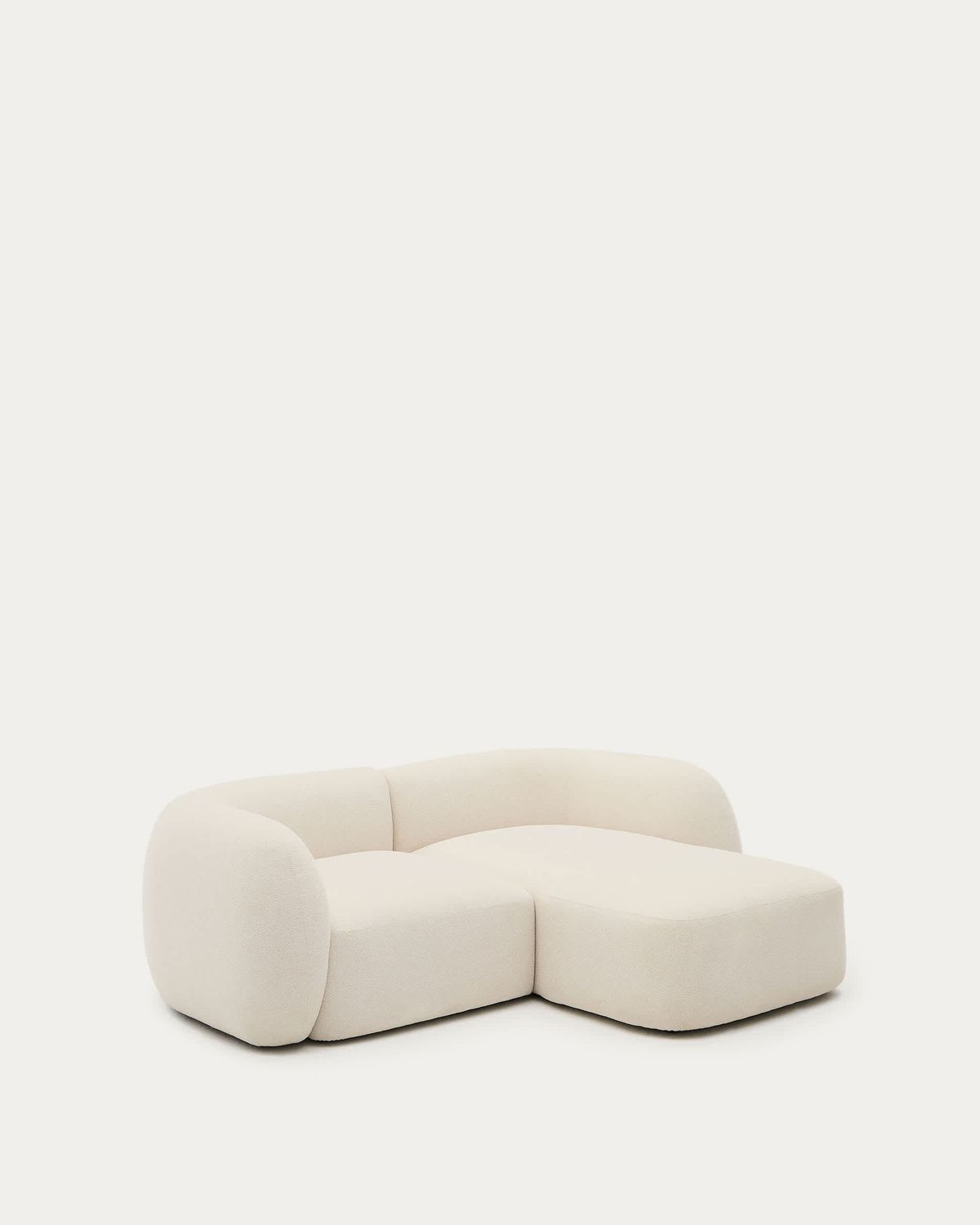 Sofá modular Martina 2 plazas de chenilla con chaise longue derecho color crudo 230 cm