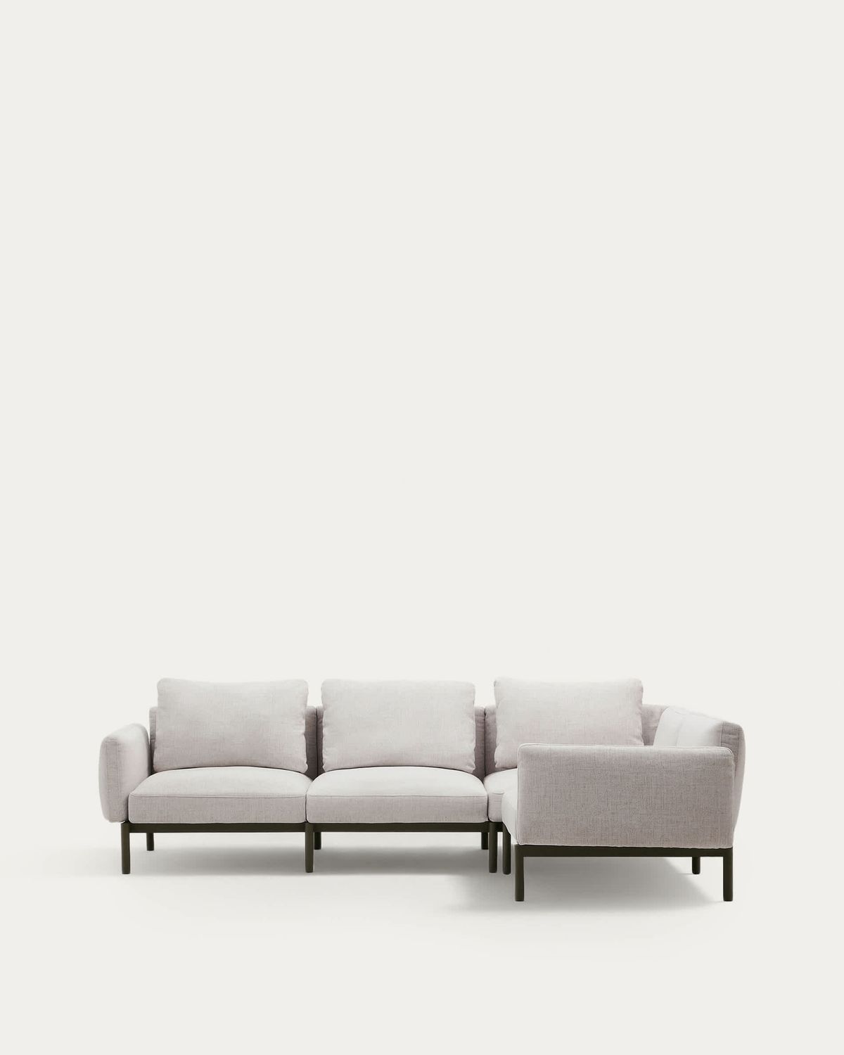 Sofá modular rinconero exterior Sorells 5 plazas tapizado beige aluminio verde 276x191,5cm