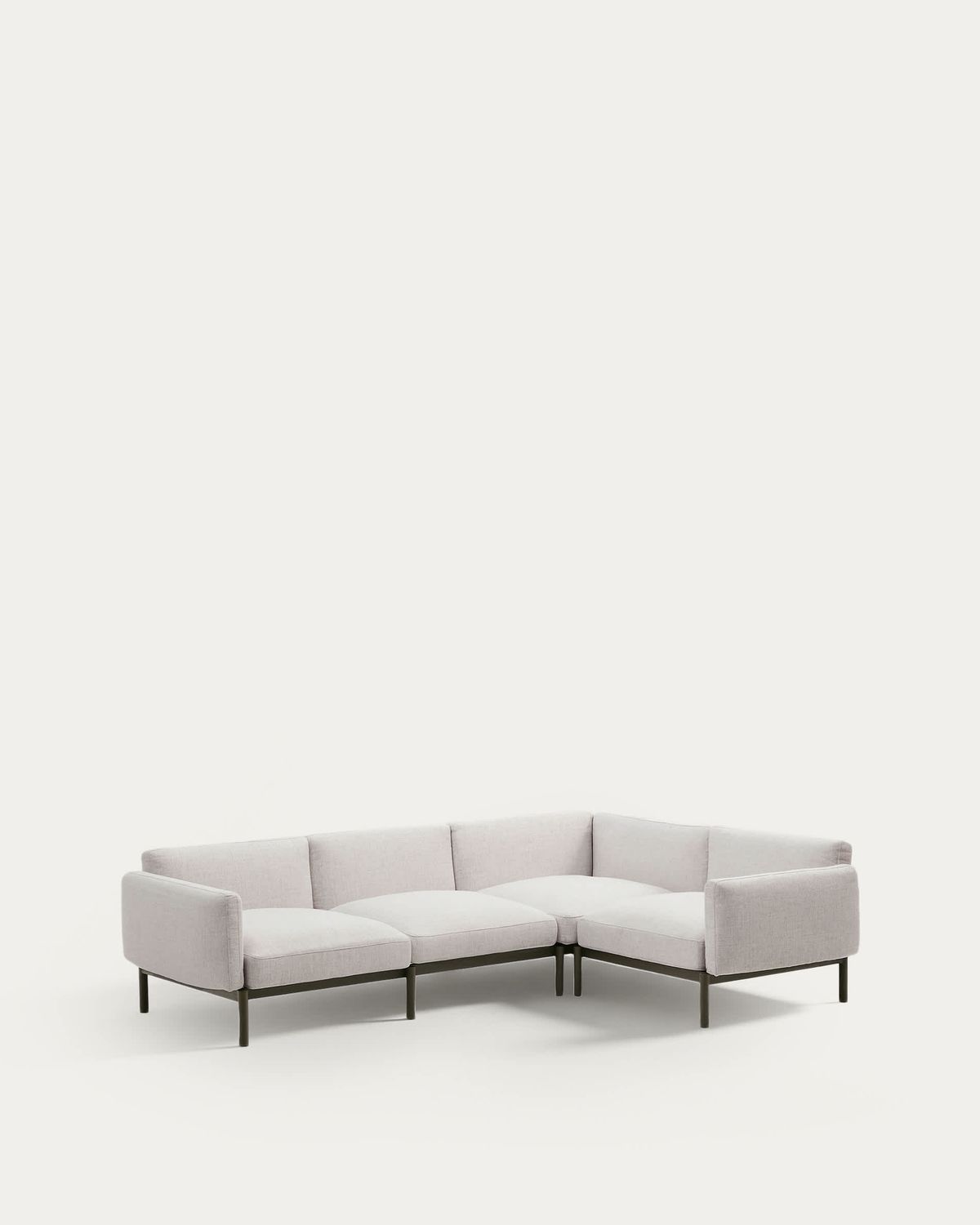 Sofá modular rinconero exterior Sorells 5 plazas tapizado beige aluminio verde 276x191,5cm