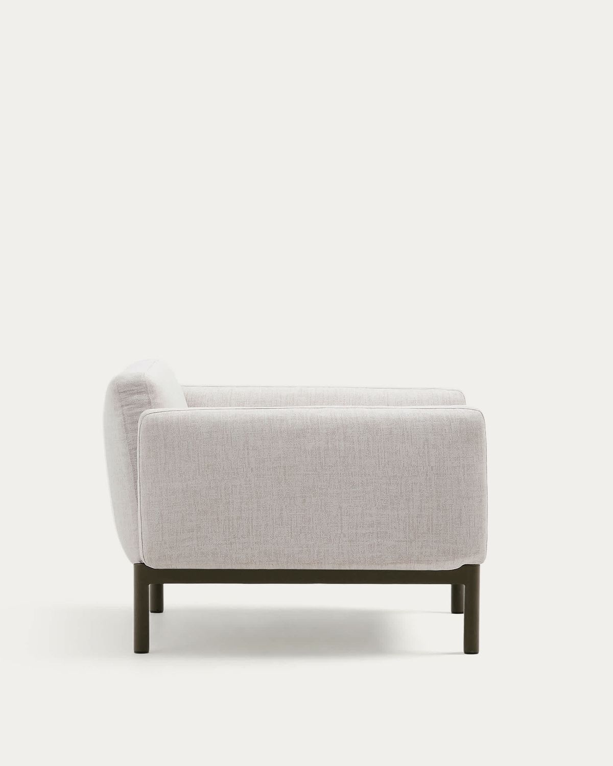 Butaca modular de exterior Sorells con tapizado beige y aluminio verde