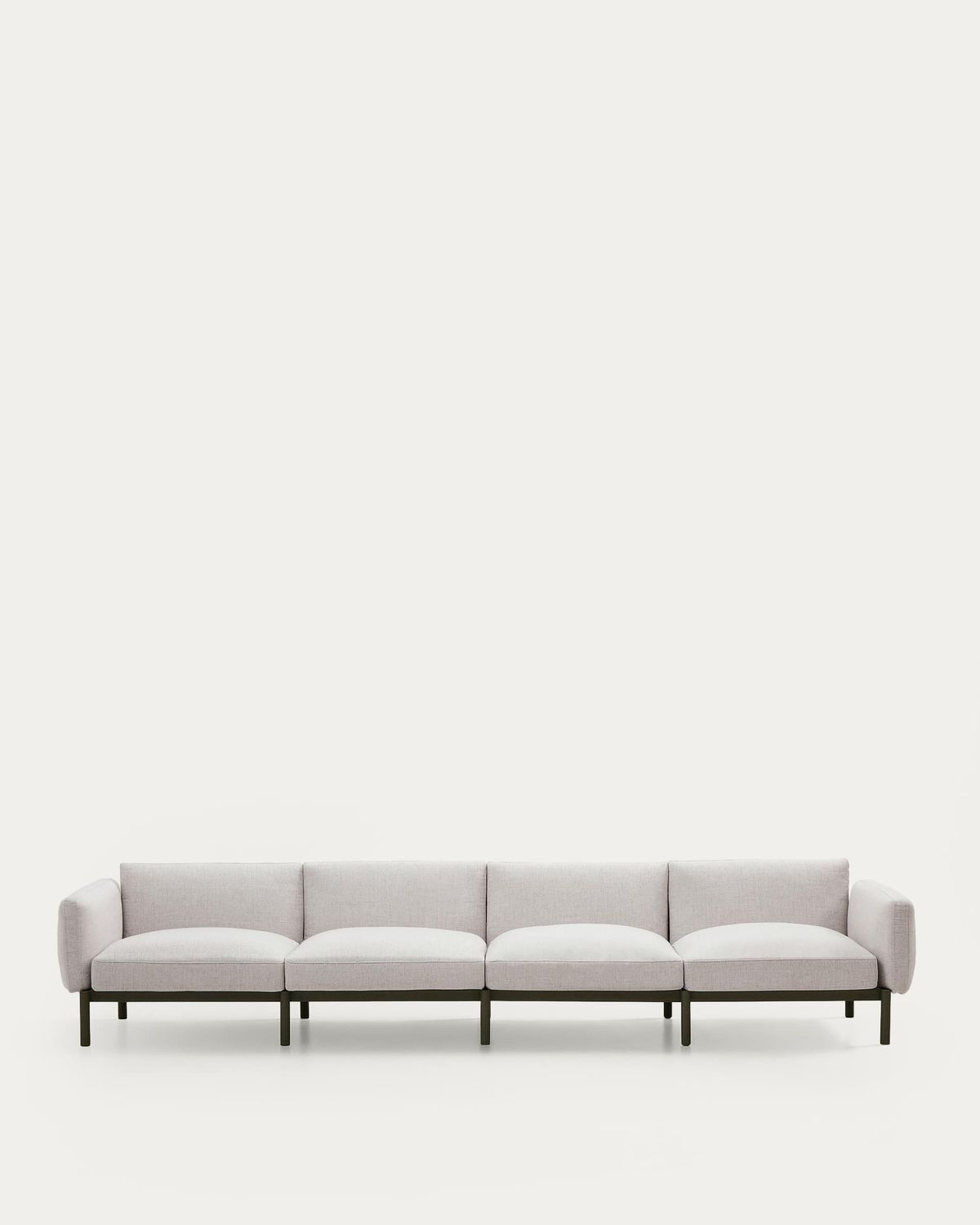 Sofá modular de exterior Sorells 4 plazas con tapizado beige y aluminio verde 370 cm