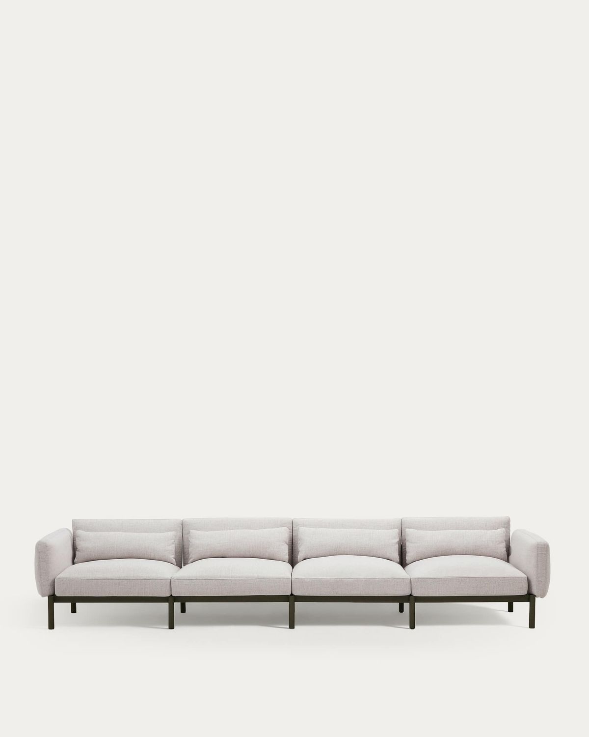 Sofá modular de exterior Sorells 4 plazas con tapizado beige y aluminio verde 370 cm