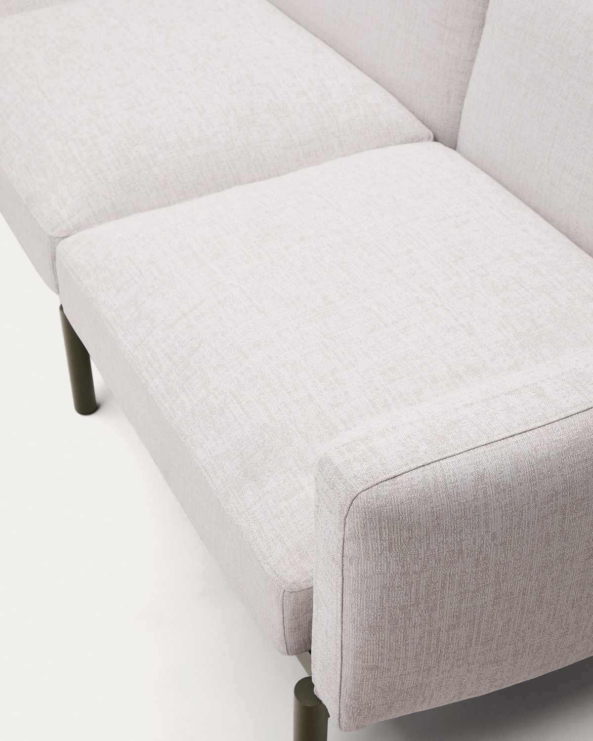 Sofá modular de exterior Sorells 4 plazas con tapizado beige y aluminio verde 370 cm