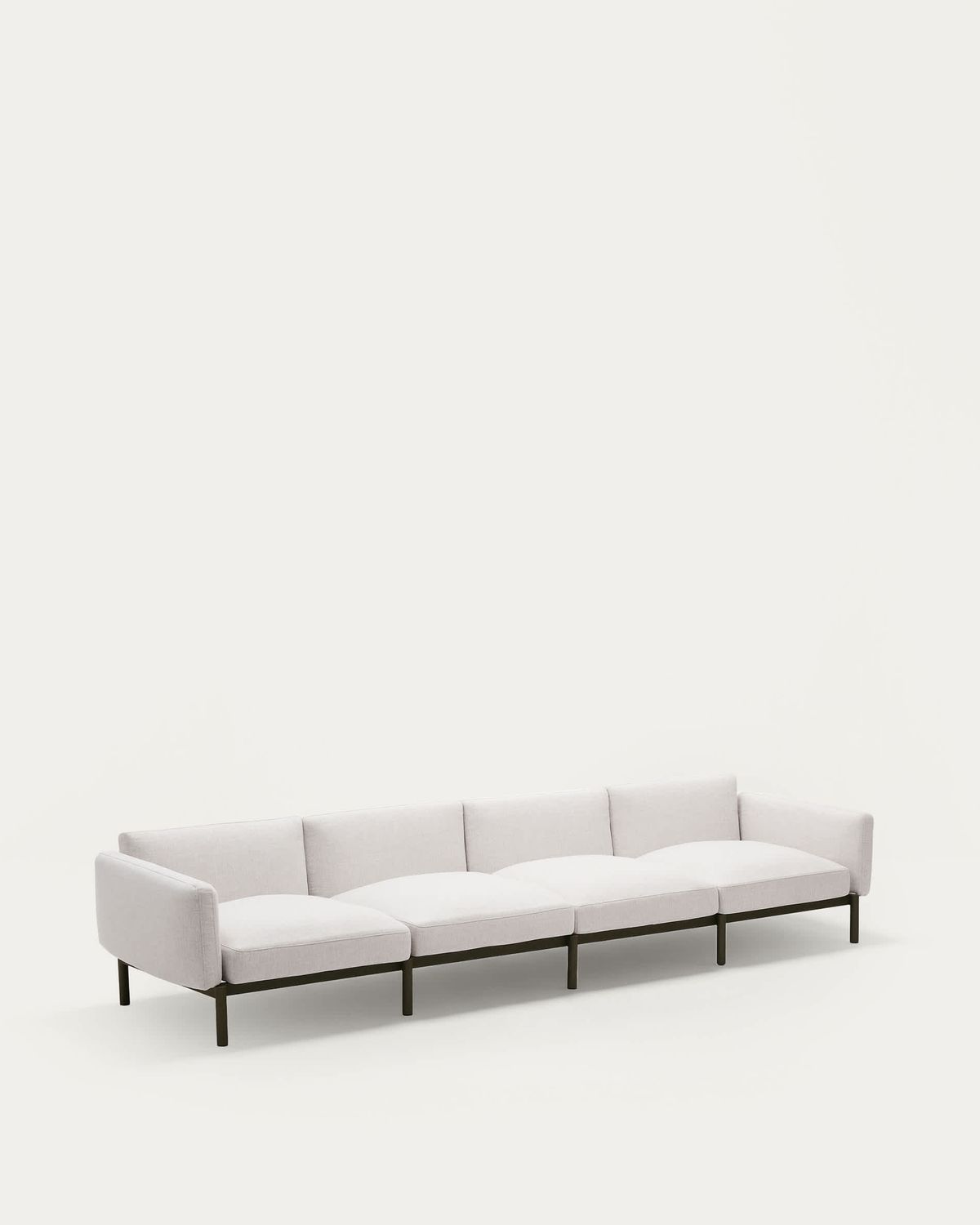 Sofá modular de exterior Sorells 4 plazas con tapizado beige y aluminio verde 370 cm