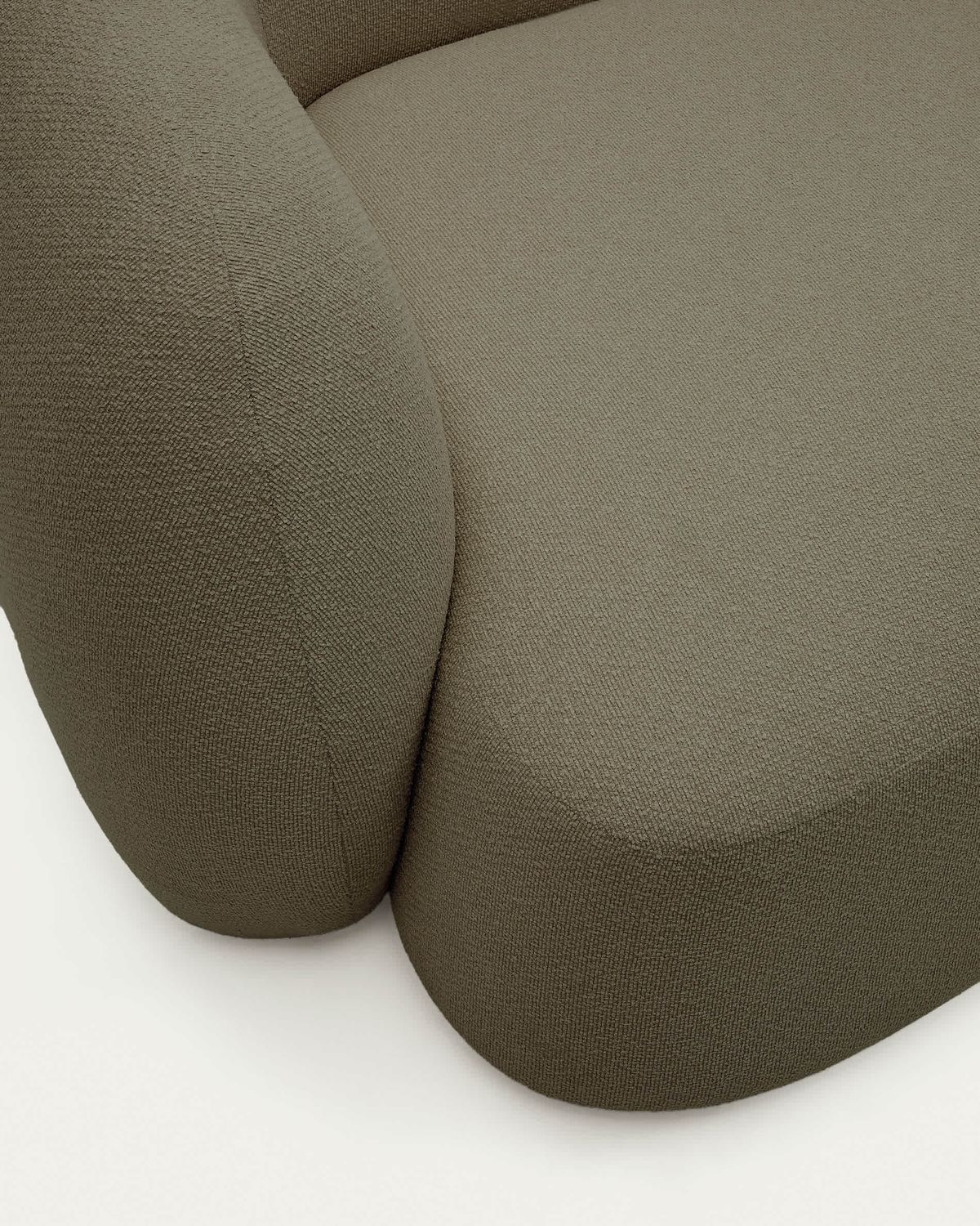 Sofá modular Martina 2 plazas de chenilla con chaise longue derecho verde 230 cm