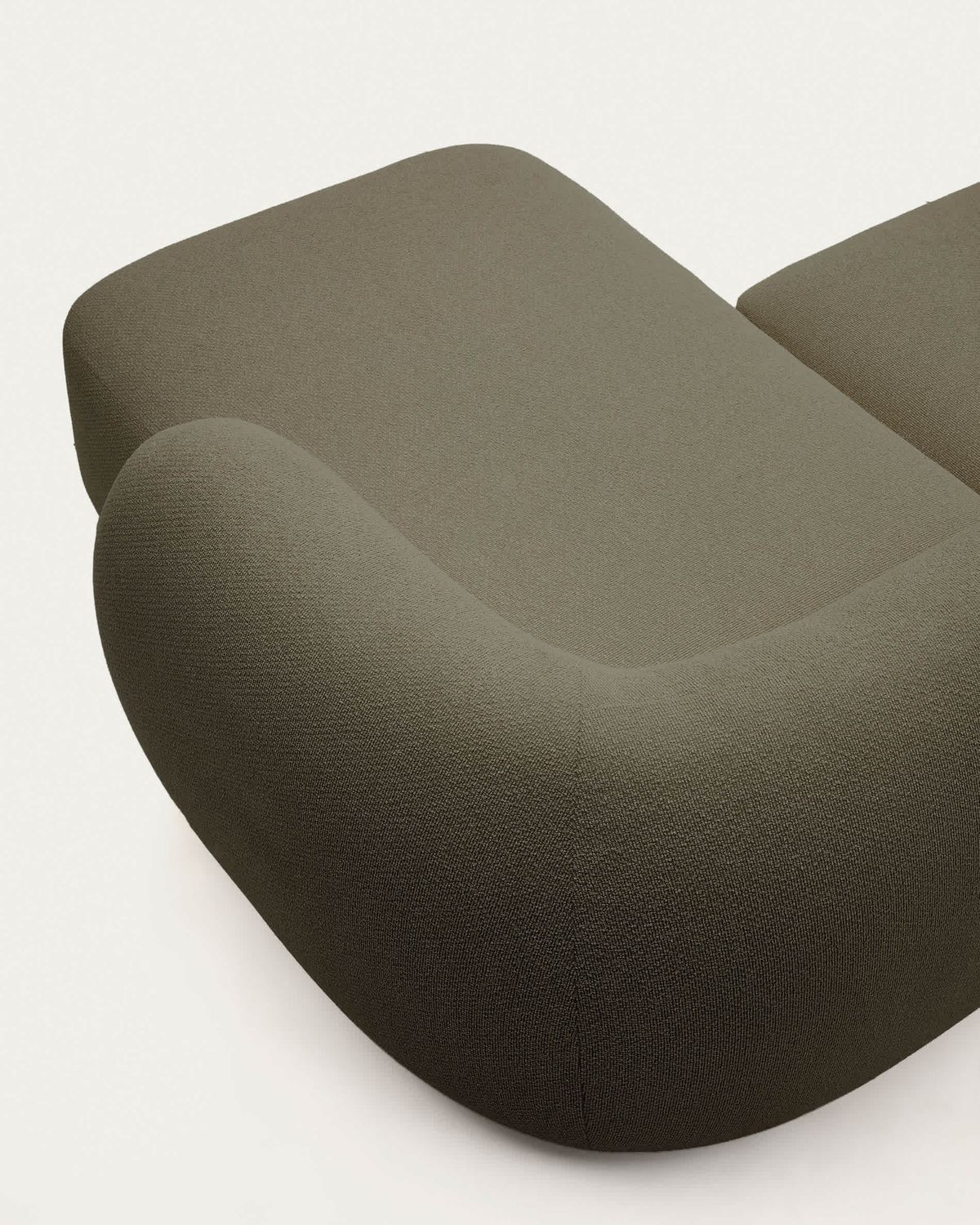 Sofá modular Martina 2 plazas de chenilla con chaise longue derecho verde 230 cm