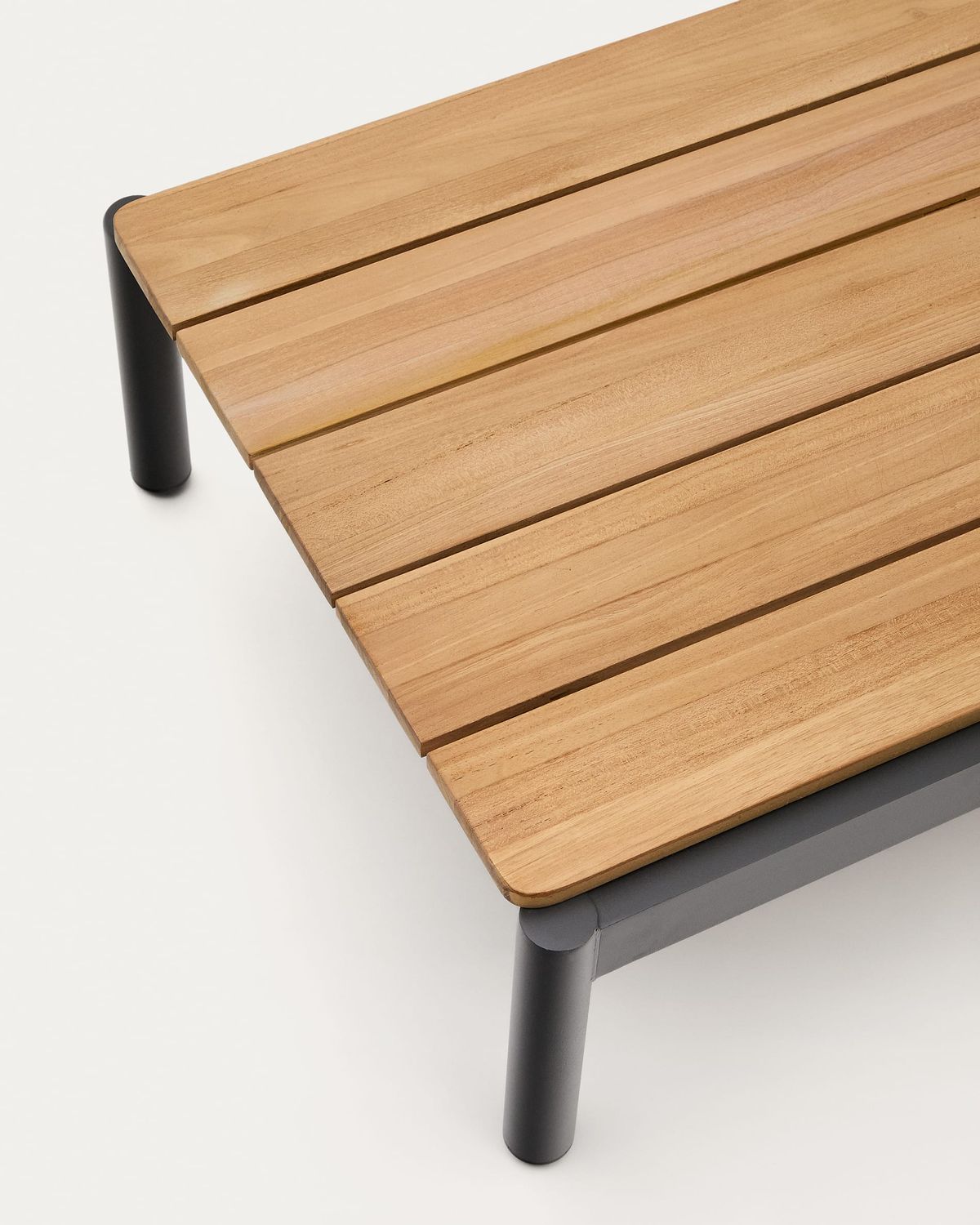 Mesa de centro Sorells de aluminio gris y madera de teca 52,4 x 91 cm FSC 100%