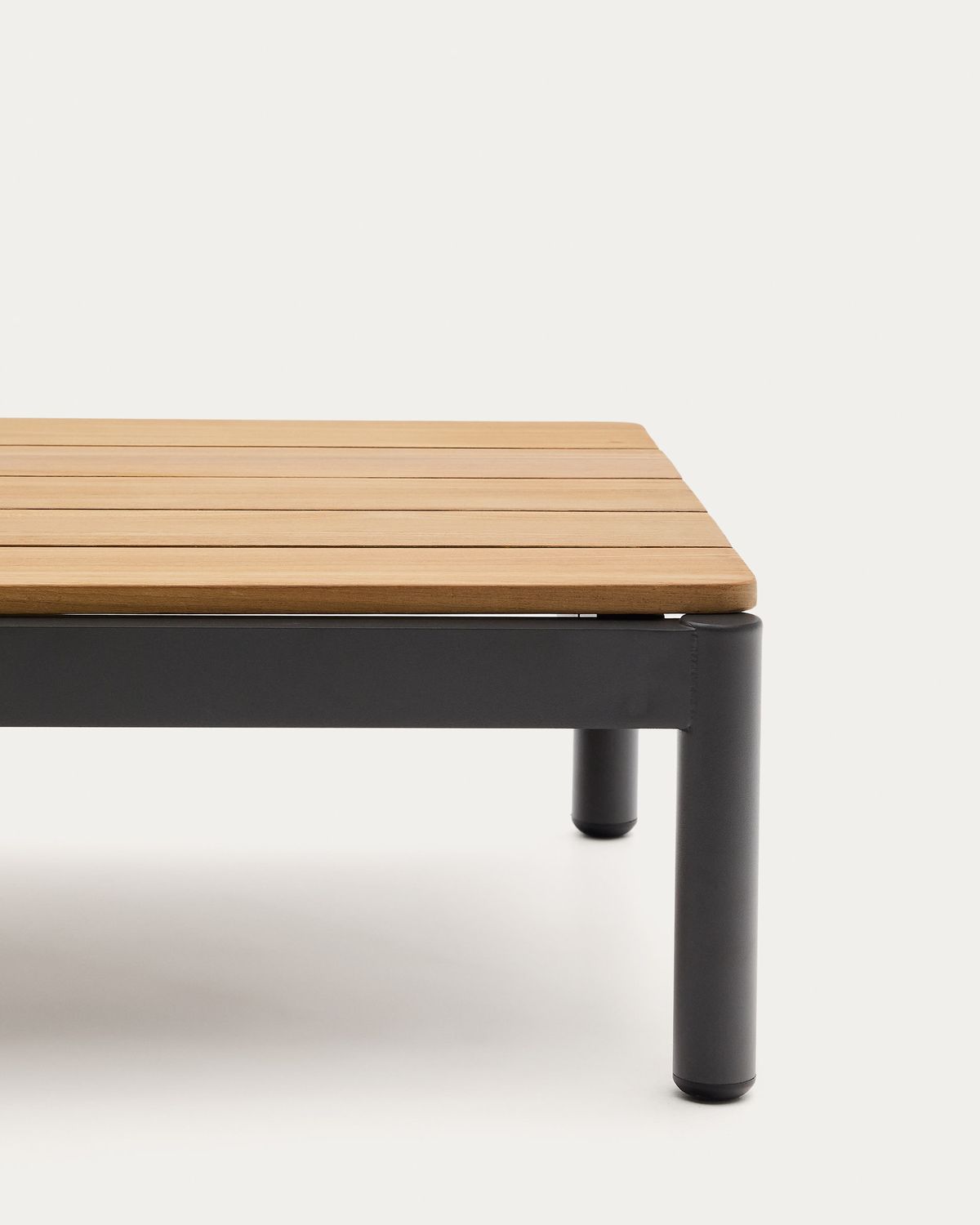 Mesa de centro Sorells de aluminio gris y madera de teca 52,4 x 91 cm FSC 100%