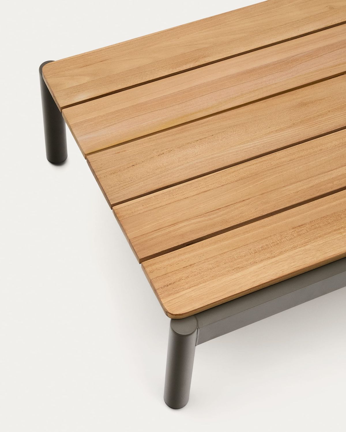 Mesa de centro Sorells de aluminio verde y madera de teca 52,4 x 91 cm FSC 100%