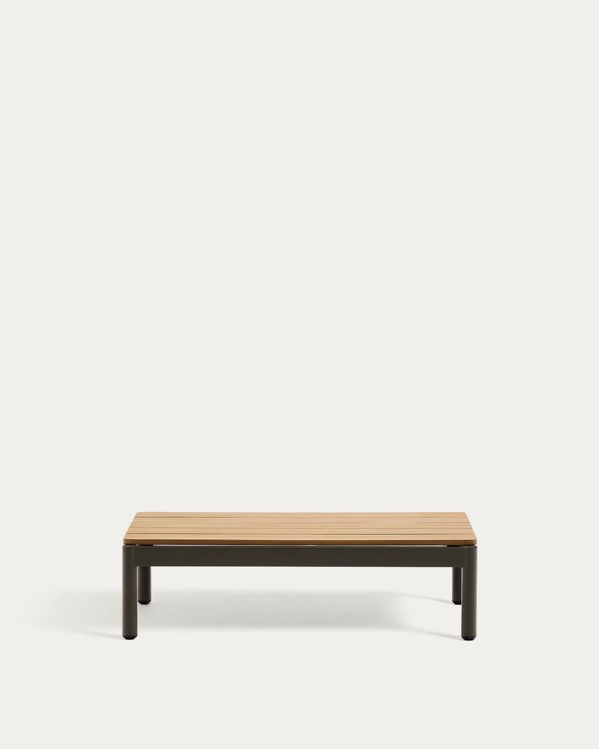 Mesa de centro Sorells de aluminio verde y madera de teca 52,4 x 91 cm FSC 100%