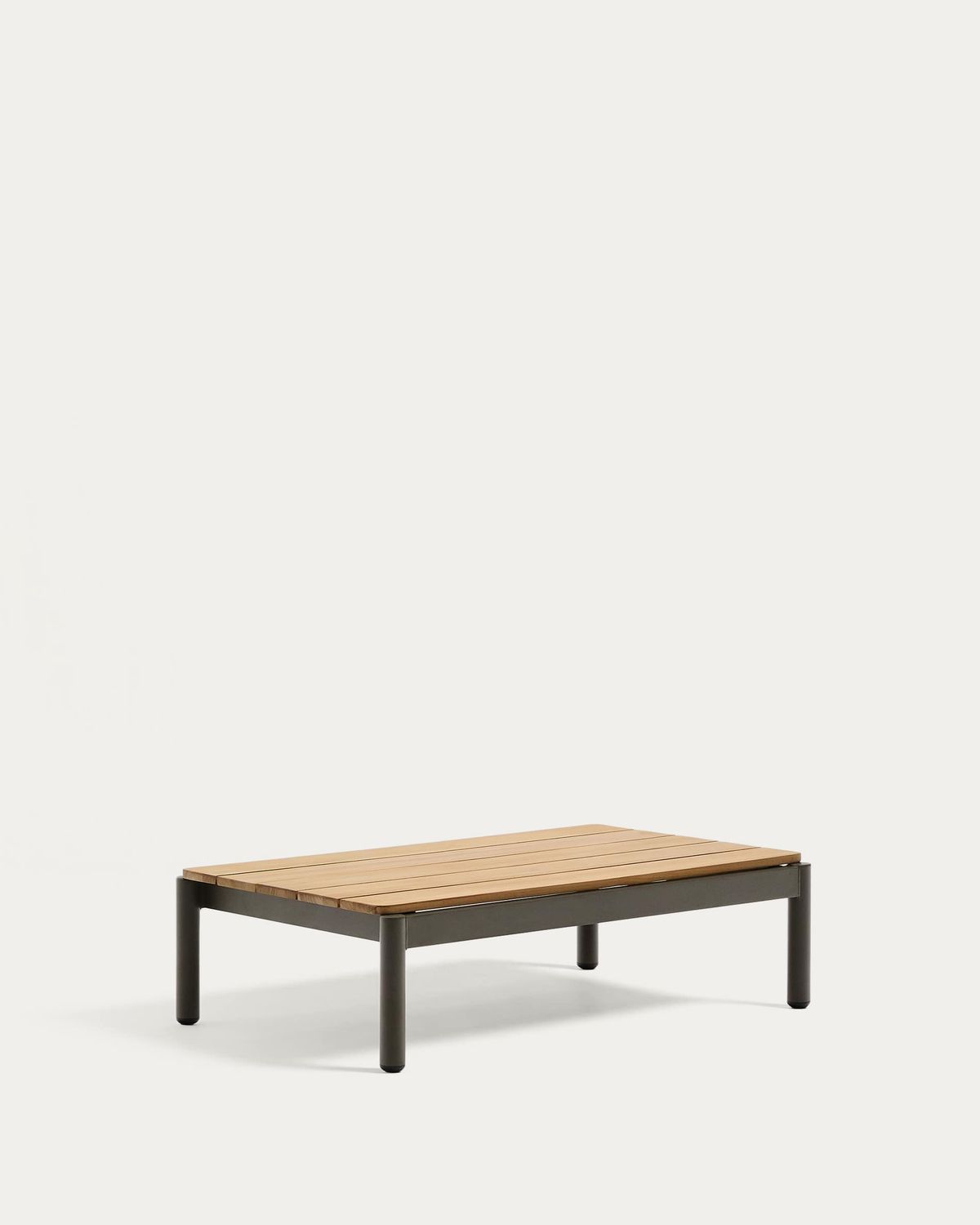 Mesa de centro Sorells de aluminio verde y madera de teca 52,4 x 91 cm FSC 100%