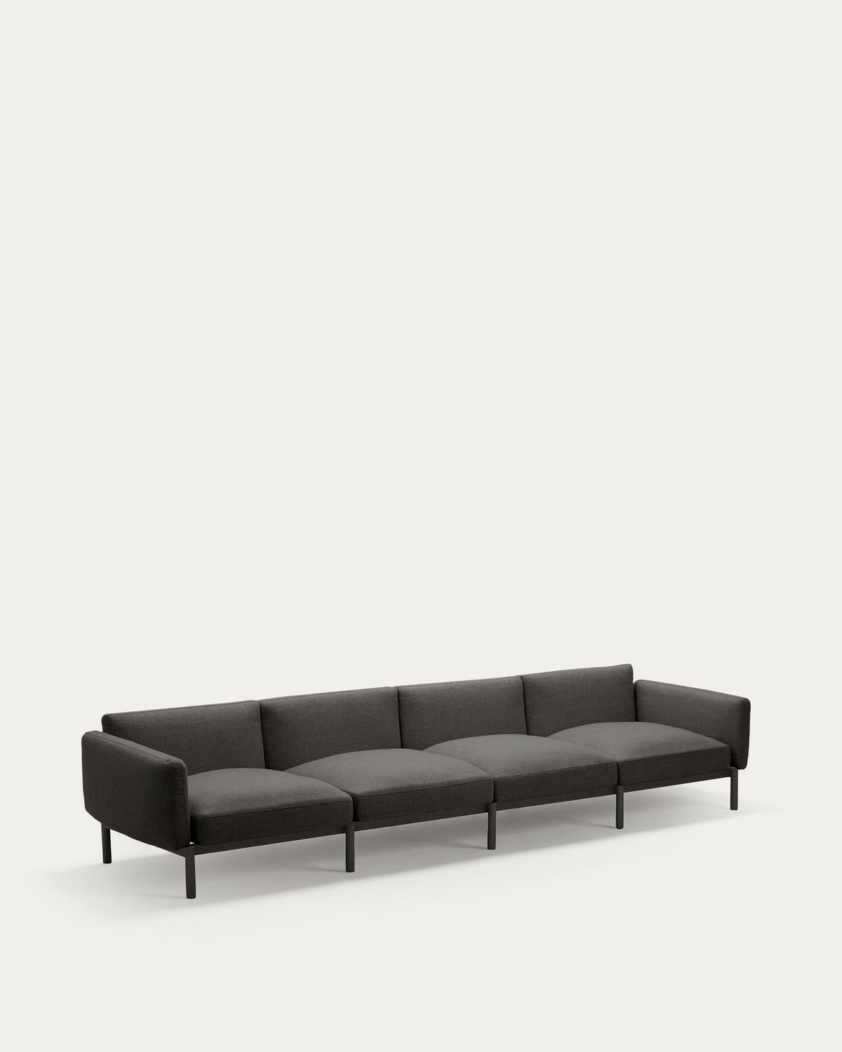 Sofá modular de exterior Sorells 4 plazas con tapizado gris y aluminio gris 370 cm
