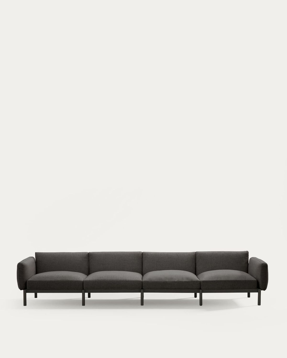 Sofá modular de exterior Sorells 4 plazas con tapizado gris y aluminio gris 370 cm