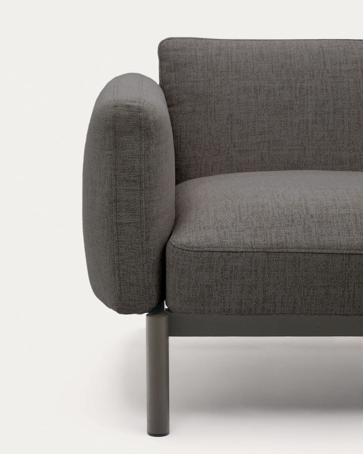 Sofá modular de exterior Sorells 4 plazas con tapizado gris y aluminio gris 370 cm