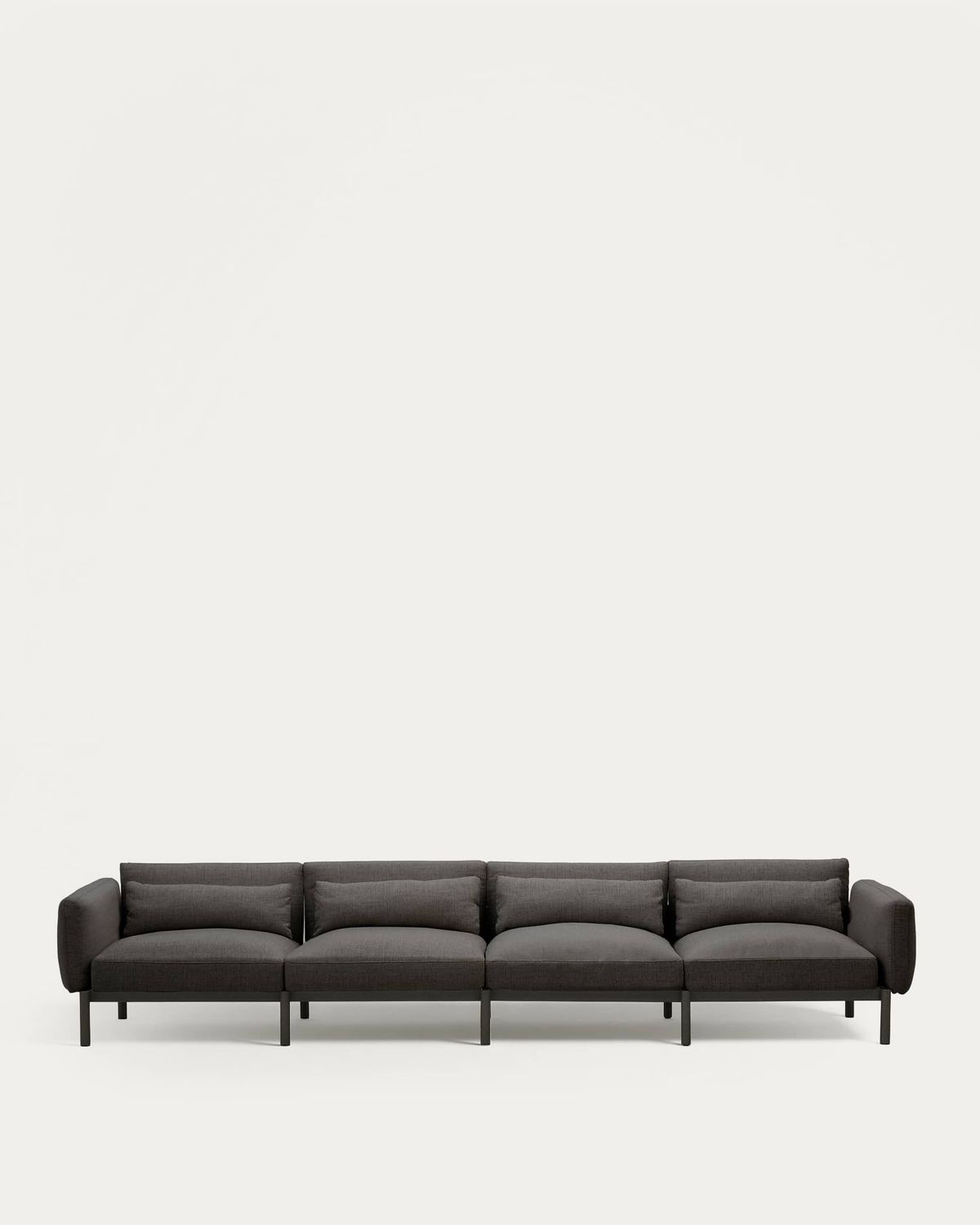 Sofá modular de exterior Sorells 4 plazas con tapizado gris y aluminio gris 370 cm