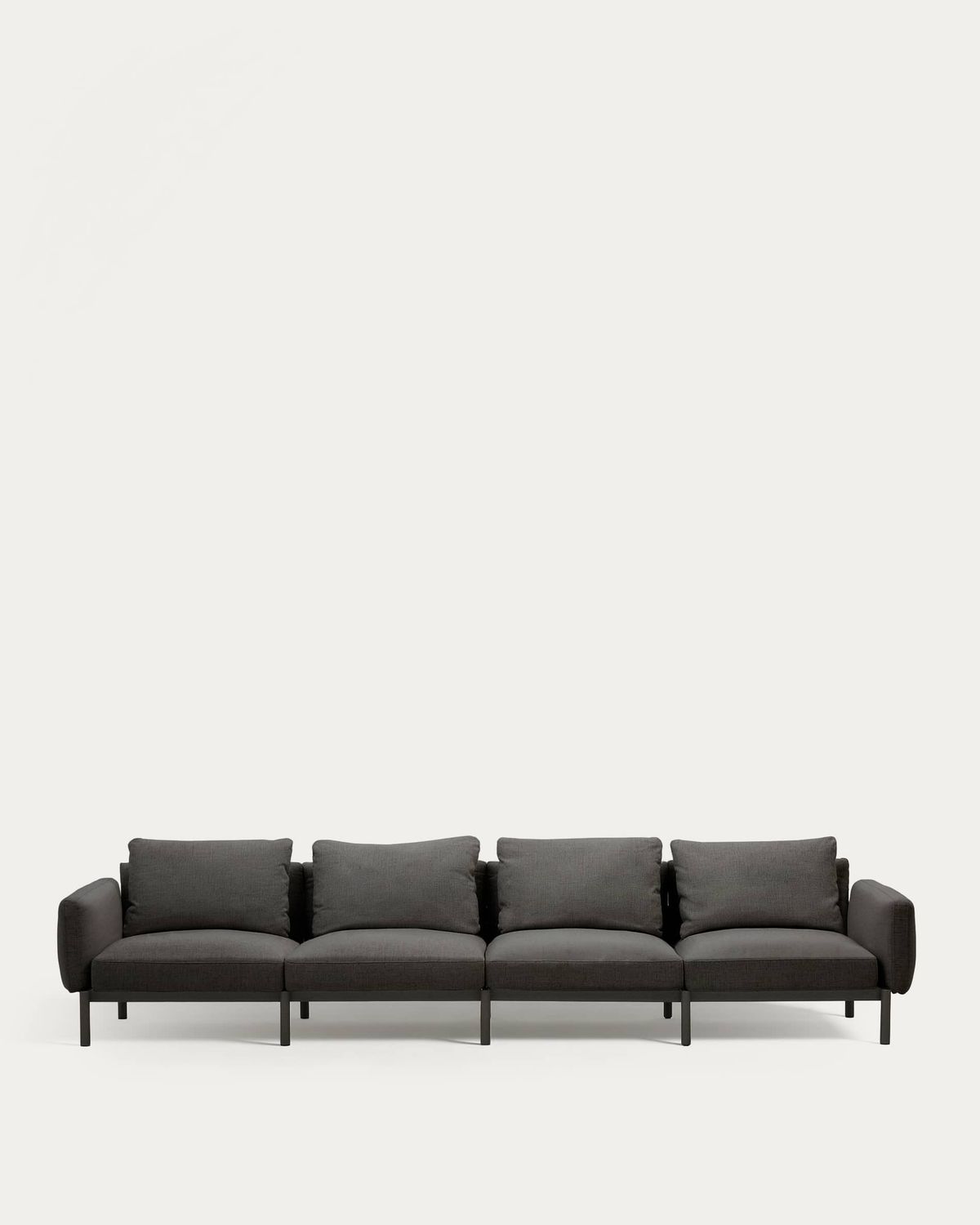 Sofá modular de exterior Sorells 4 plazas con tapizado gris y aluminio gris 370 cm