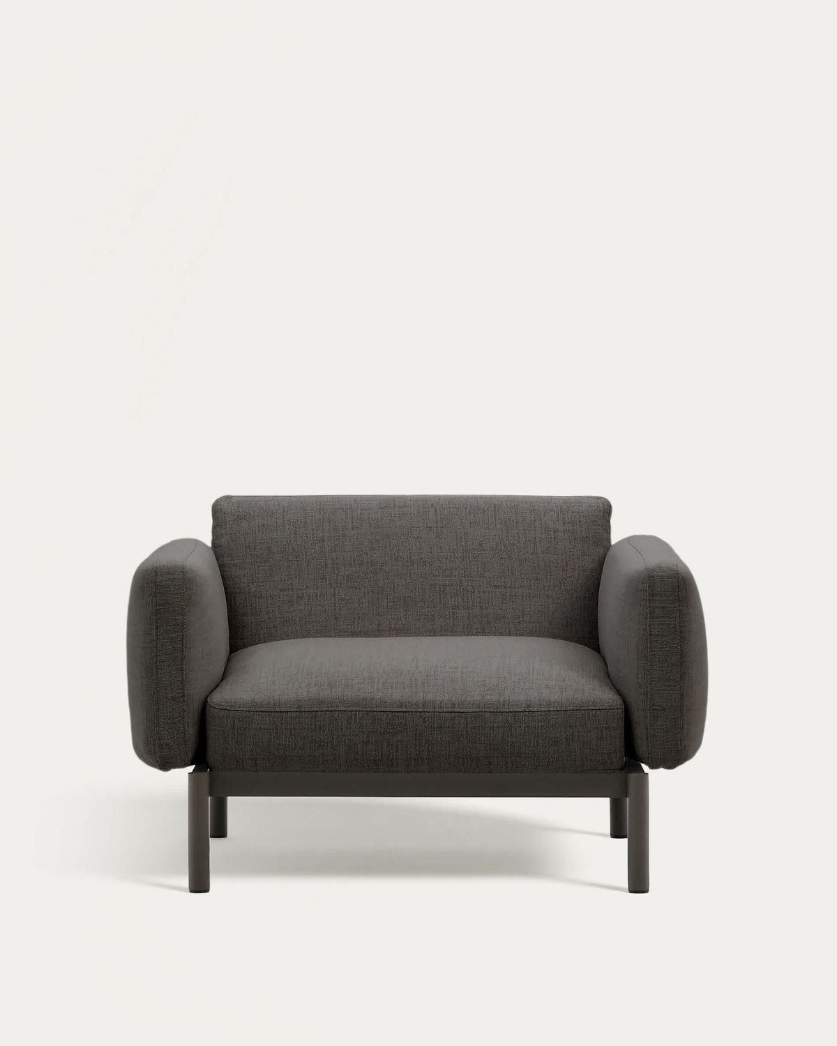 Butaca modular de exterior Sorells con tapizado gris y aluminio gris
