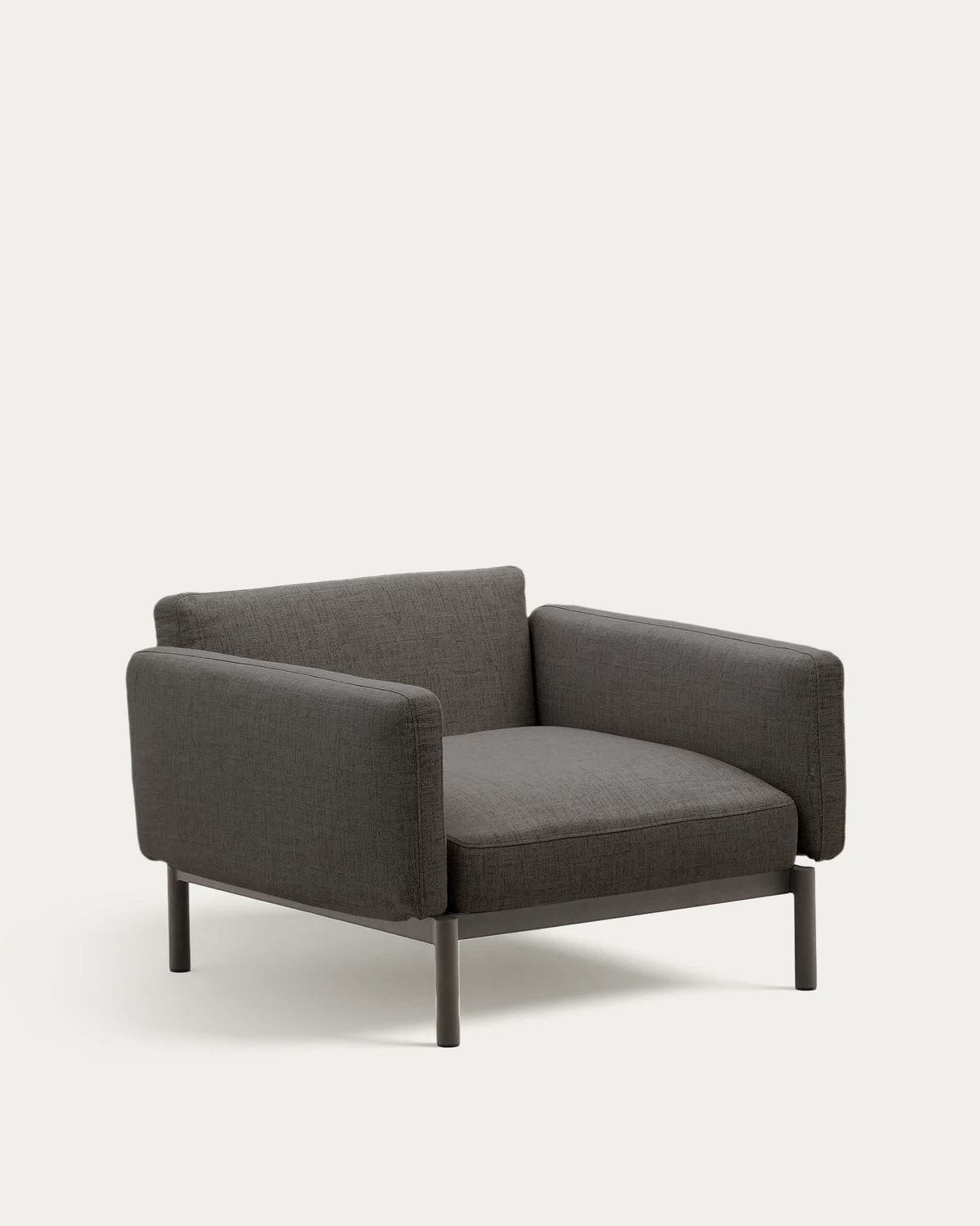 Butaca modular de exterior Sorells con tapizado gris y aluminio gris