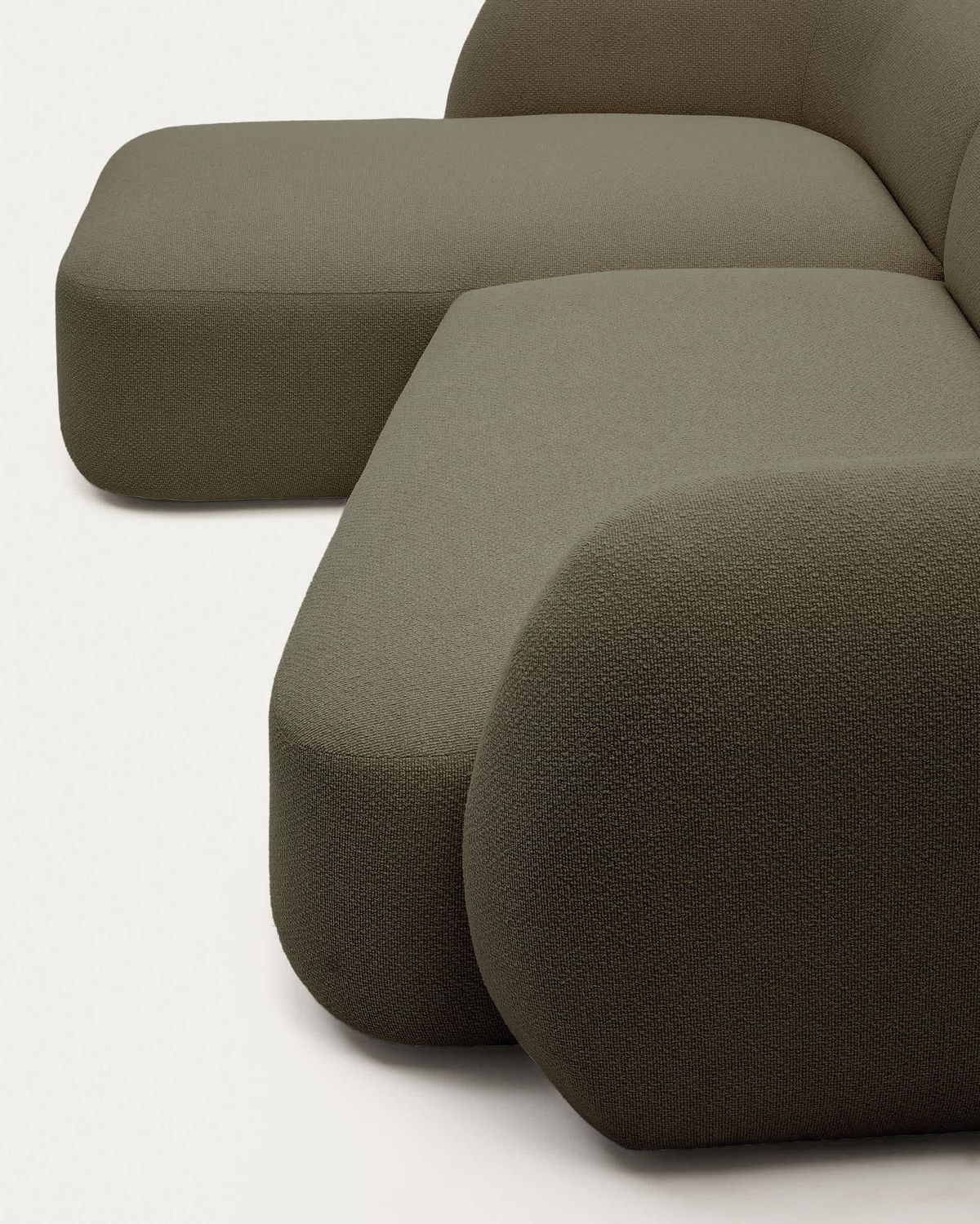Sofá modular Martina 3 plazas de chenilla con chaise longue izquierdo verde 287 cm