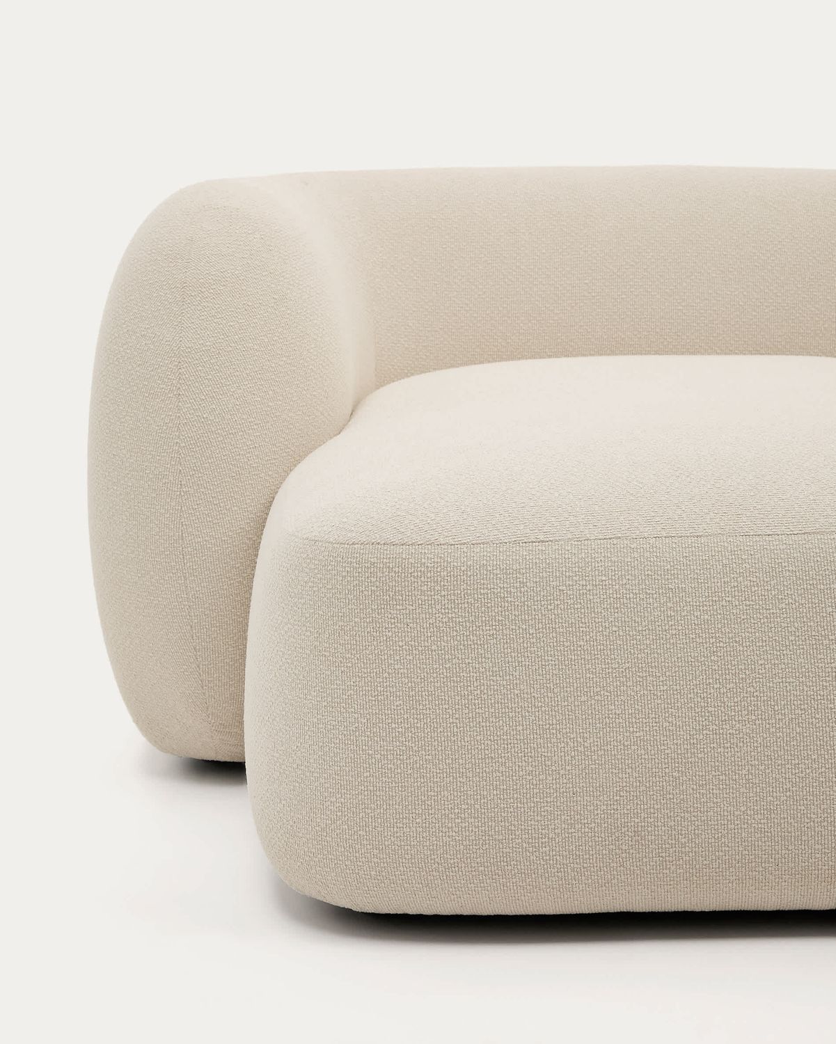 Sofá modular Martina 3 plazas de chenilla con chaise longue derecho color crudo 287 cm