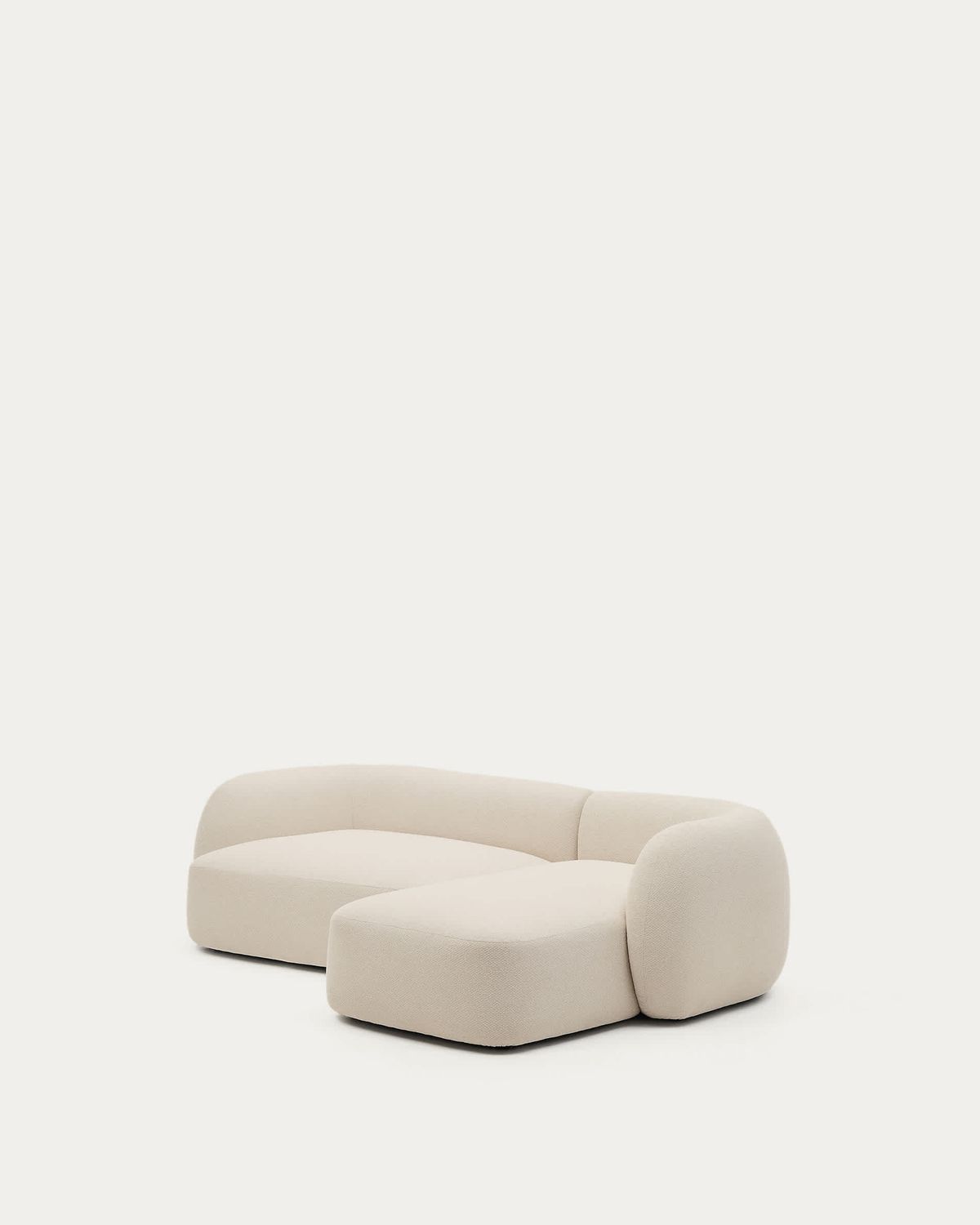 Sofá modular Martina 3 plazas de chenilla con chaise longue derecho color crudo 287 cm