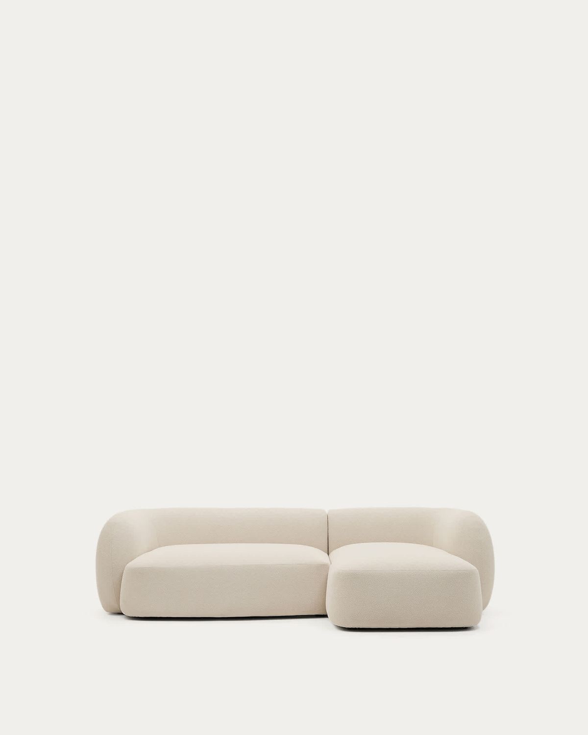 Sofá modular Martina 3 plazas de chenilla con chaise longue derecho color crudo 287 cm