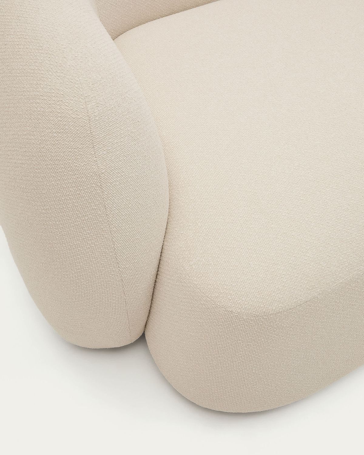 Sofá modular Martina 3 plazas de chenilla con chaise longue derecho color crudo 287 cm
