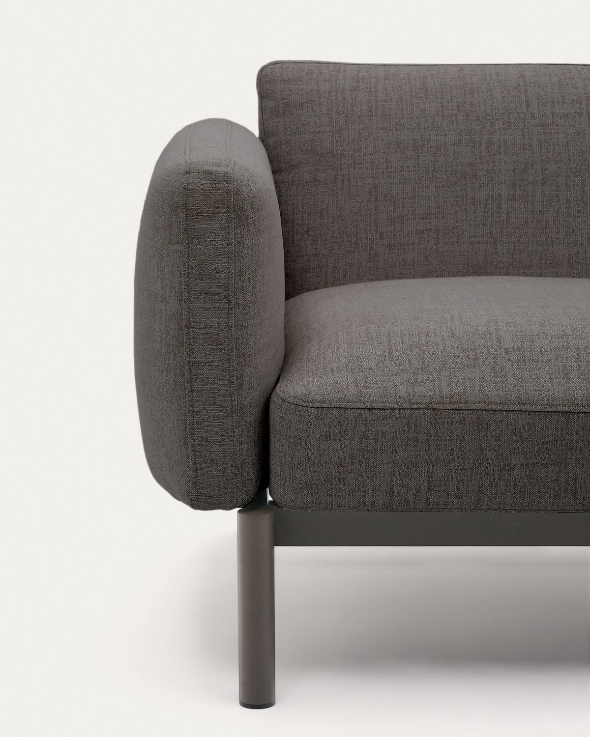 Sofá modular de exterior Sorells 2 plazas con tapizado gris y aluminio gris 201 cm