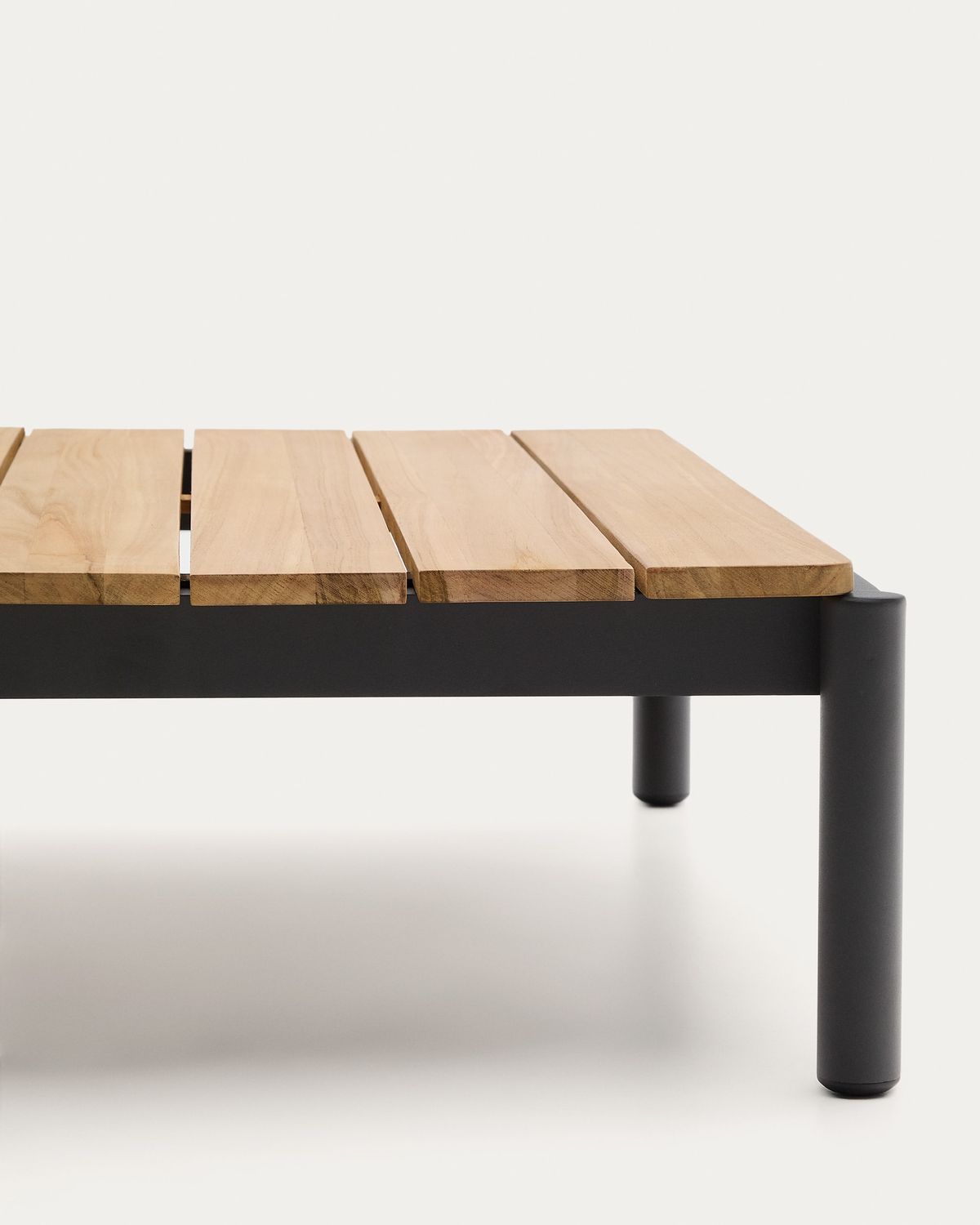 Mesa de centro Sorells de aluminio gris y madera de teca 89 x 91 cm FSC 100%