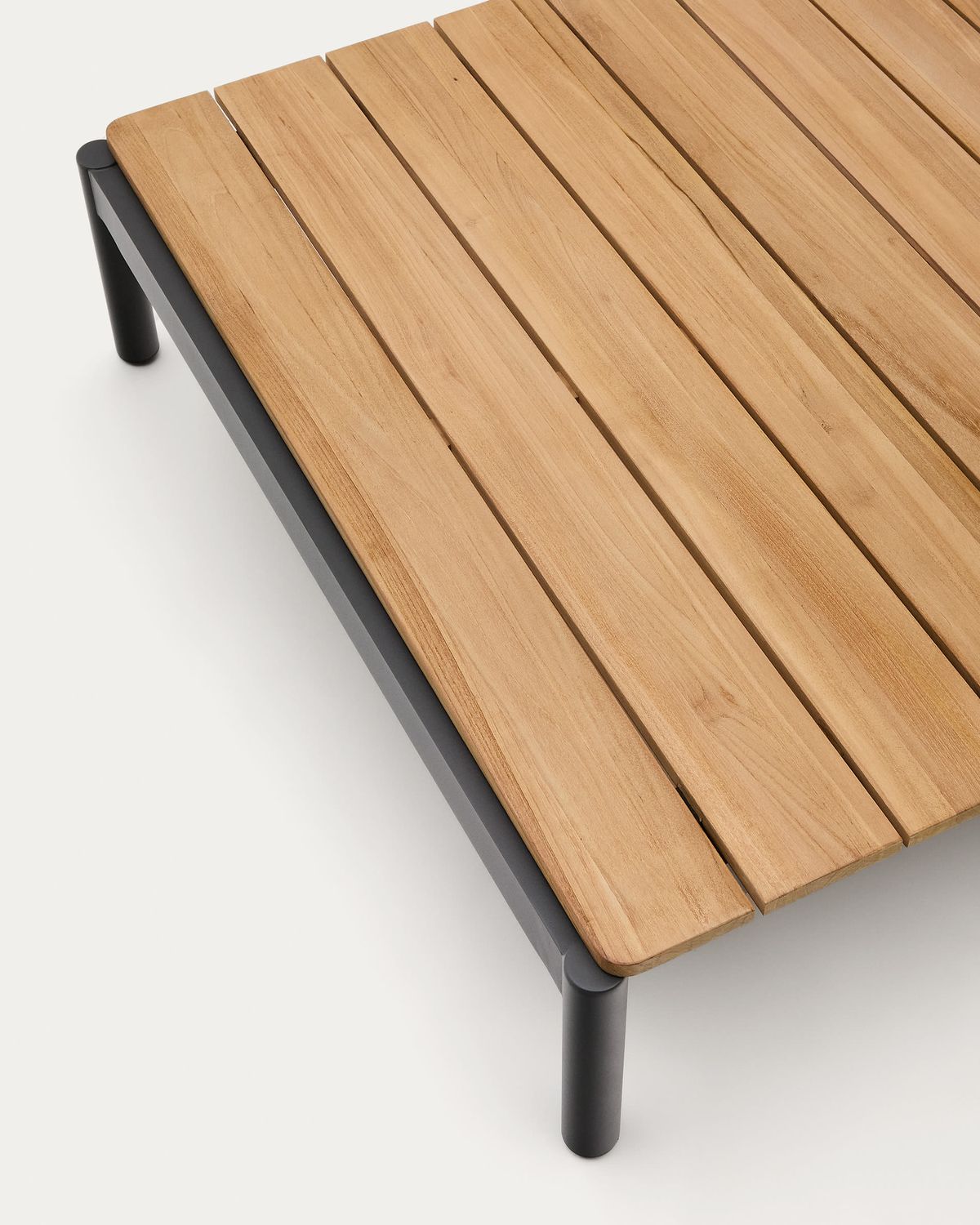 Mesa de centro Sorells de aluminio gris y madera de teca 89 x 91 cm FSC 100%