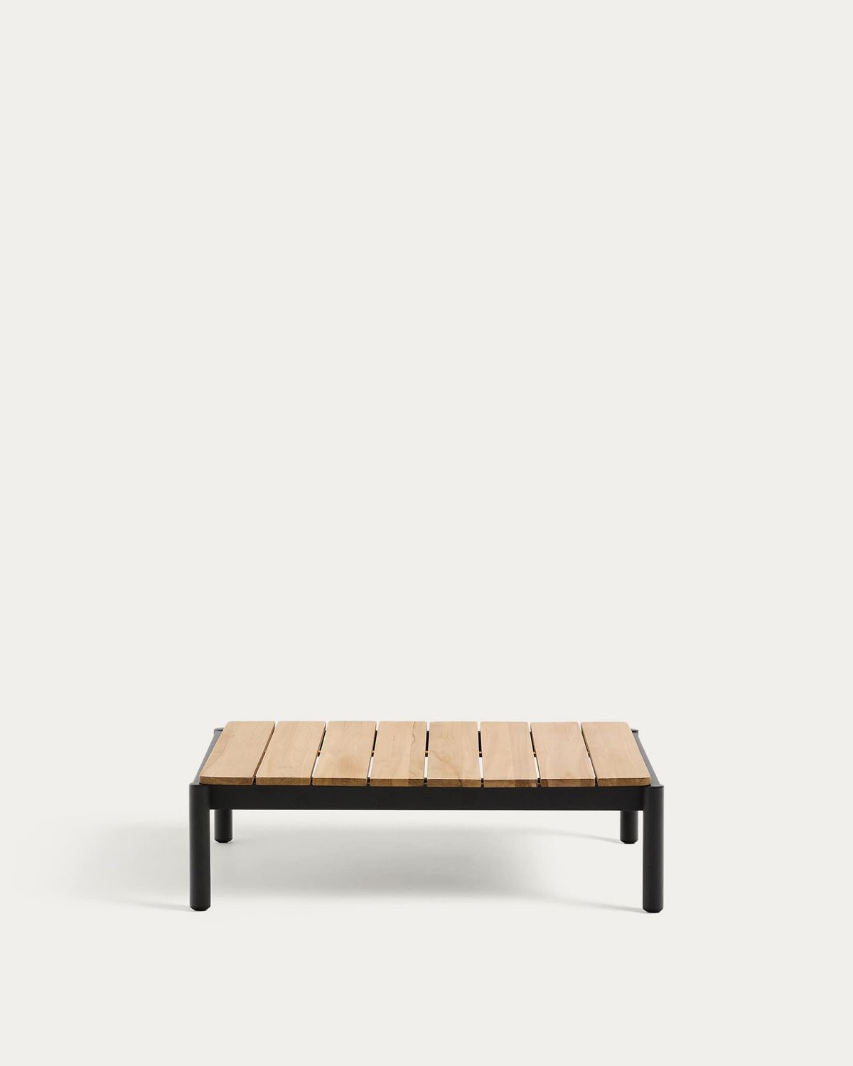 Mesa de centro Sorells de aluminio gris y madera de teca 89 x 91 cm FSC 100%