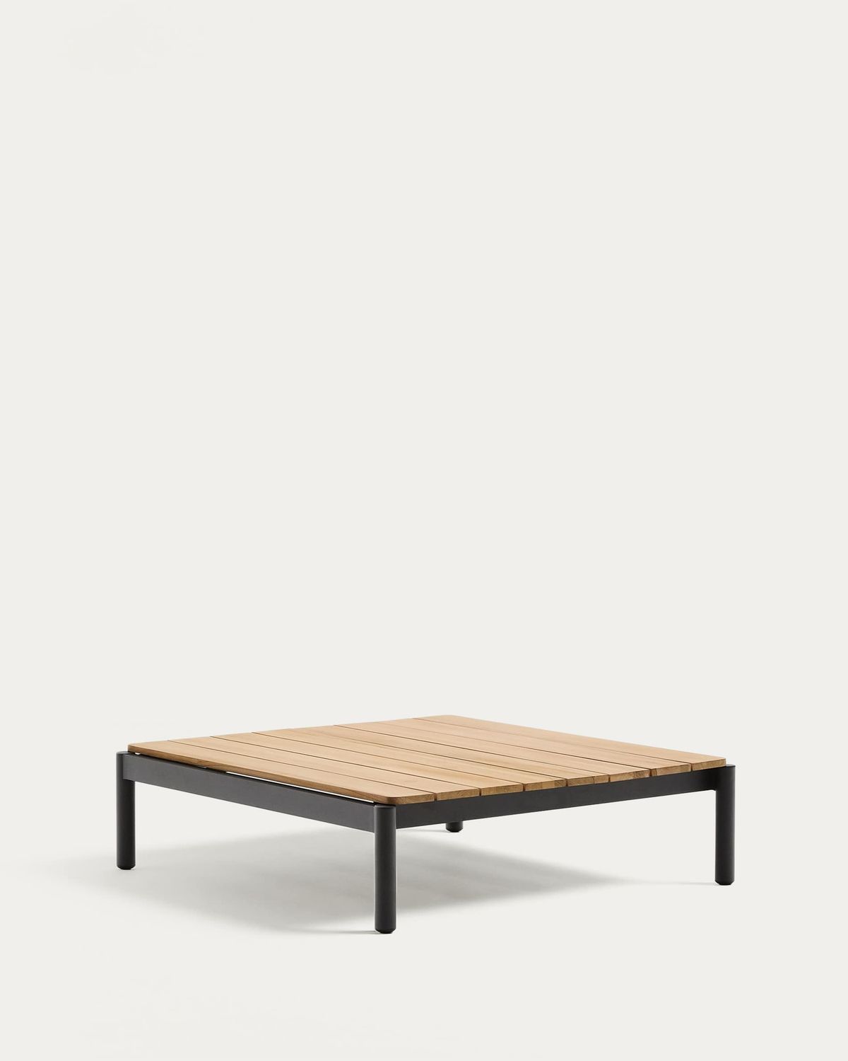 Mesa de centro Sorells de aluminio gris y madera de teca 89 x 91 cm FSC 100%