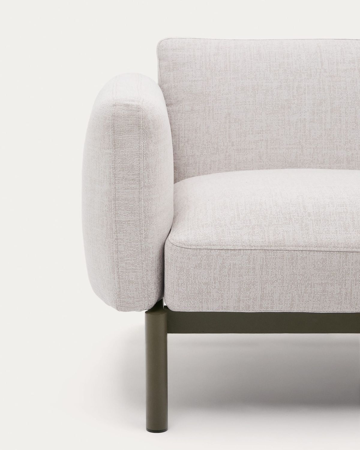 Sofá modular de exterior Sorells 2 plazas con tapizado beige y aluminio verde 201 cm