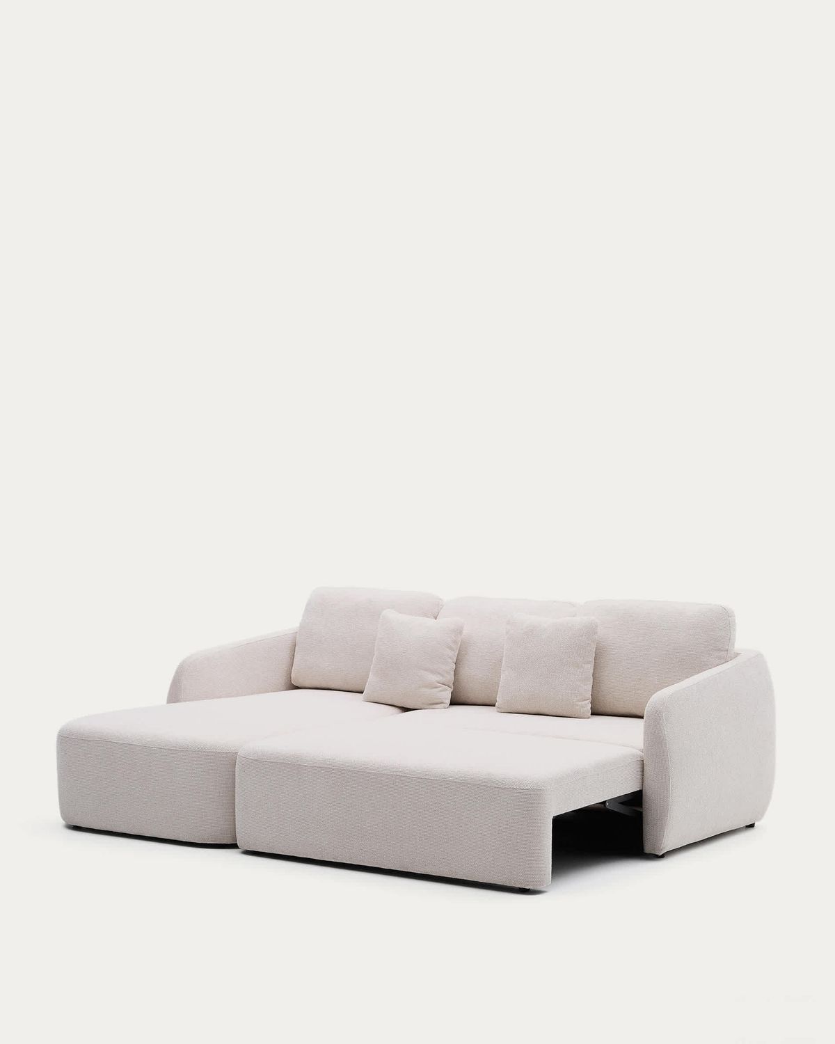 Sofá cama Laira 3 plazas de chenilla con chaise longue izquierda crudo 246 cm FSC Mix Credit
