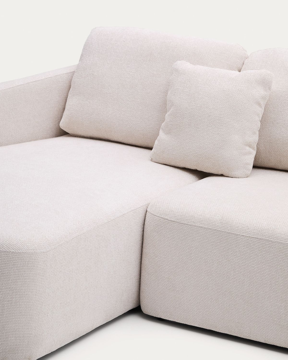 Sofá cama Laira 3 plazas de chenilla con chaise longue izquierda crudo 246 cm FSC Mix Credit