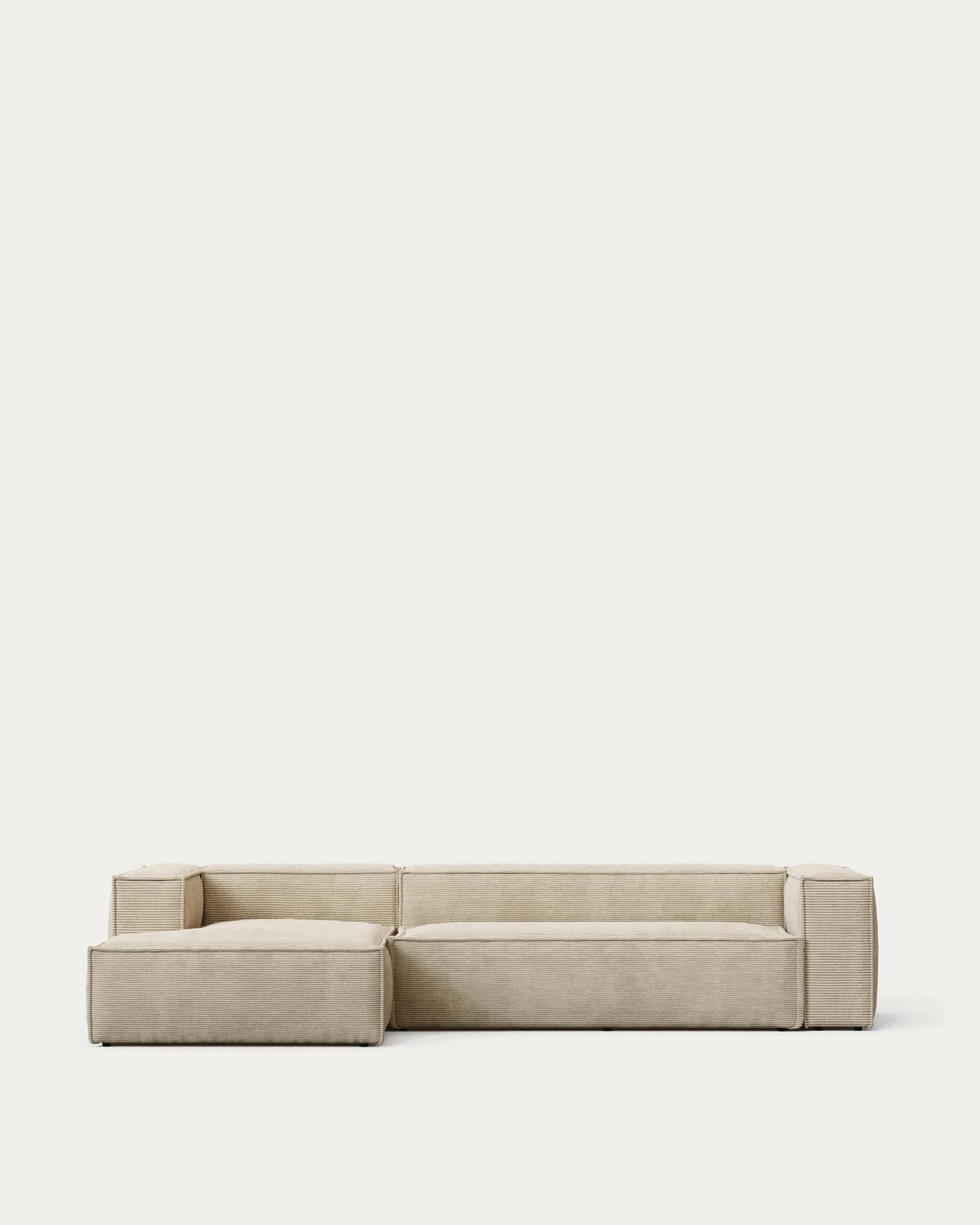 Sofá Blok 3 plazas chaise longue izquierdo pana gruesa beige 300 cm
