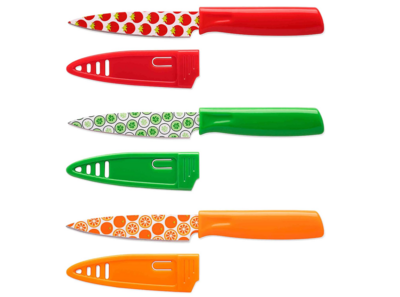 Tomodachi Printed Fruit 3 Piece Paring Knives & Guards
