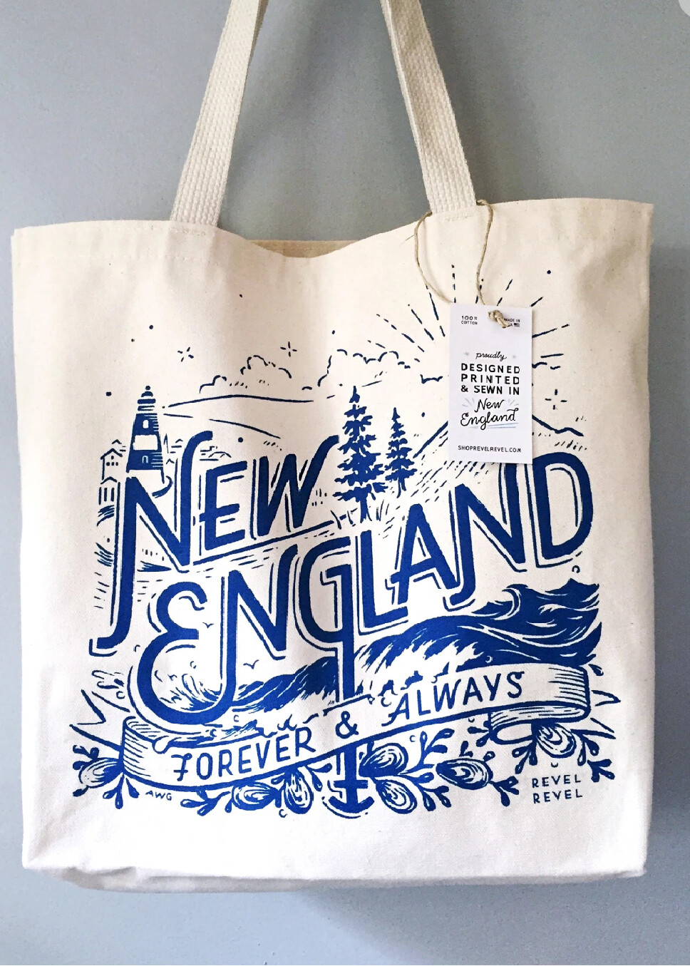 New England Theme Tote Bags